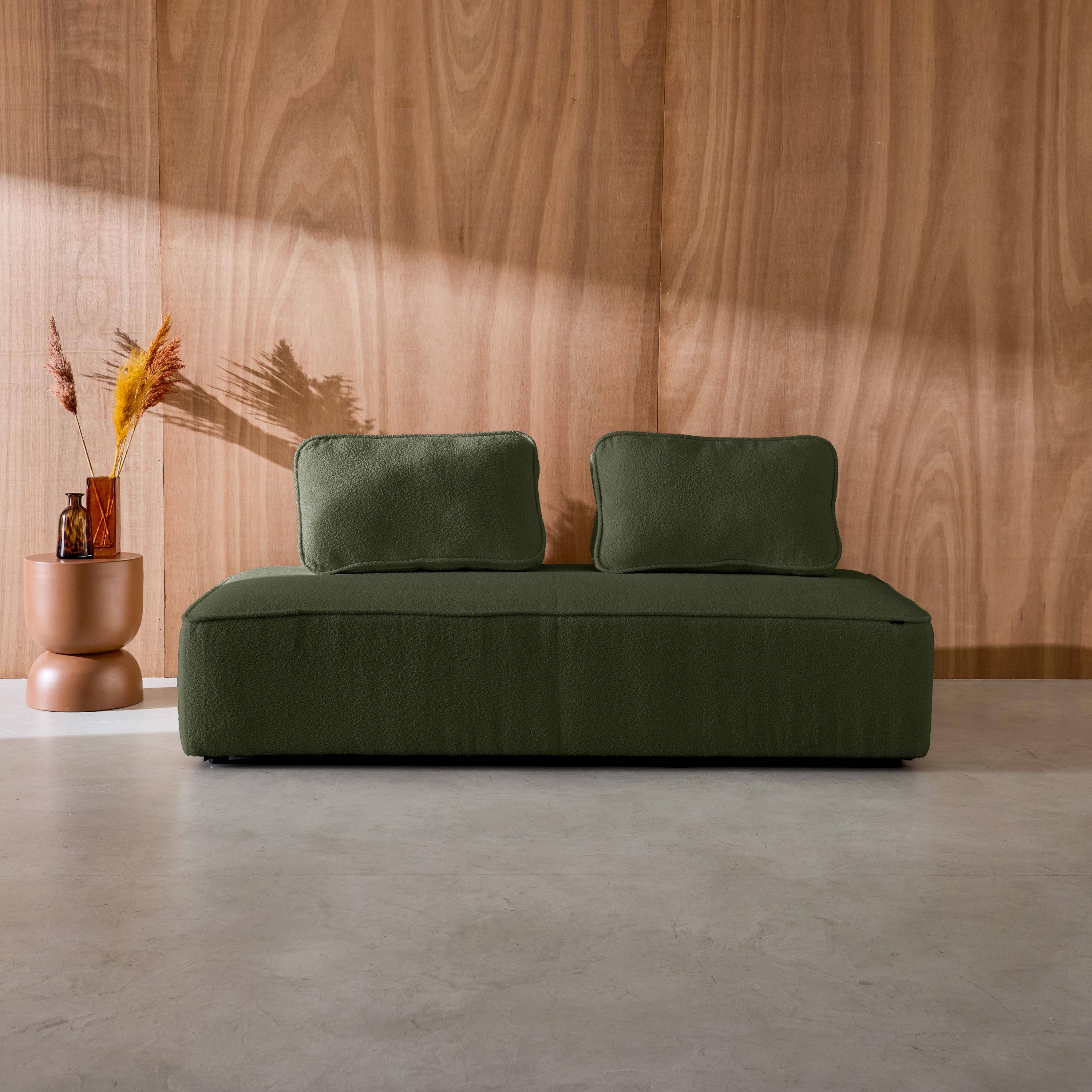 Sofá modular em tecido boucle de 2 lugares, Bao, Verde caqui, 180x90x74 cm,sweeek,Photo1