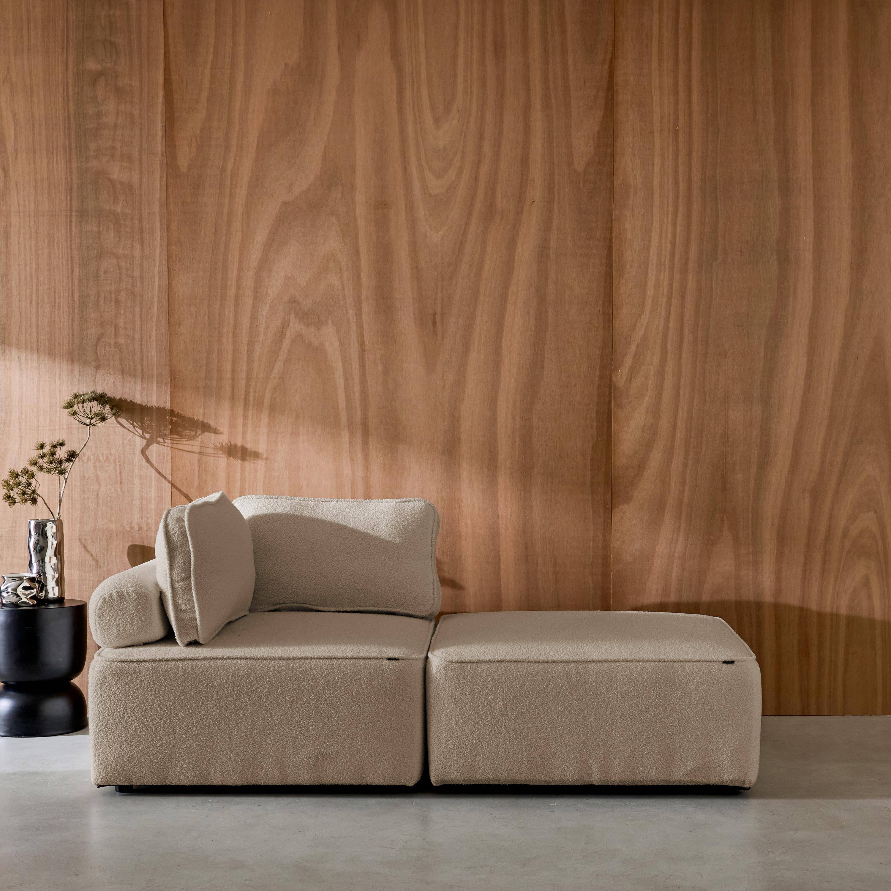 Sofá modular en tejido borreguito, 2 plazas, Bao, Beige, 90x90x74 cm Photo1