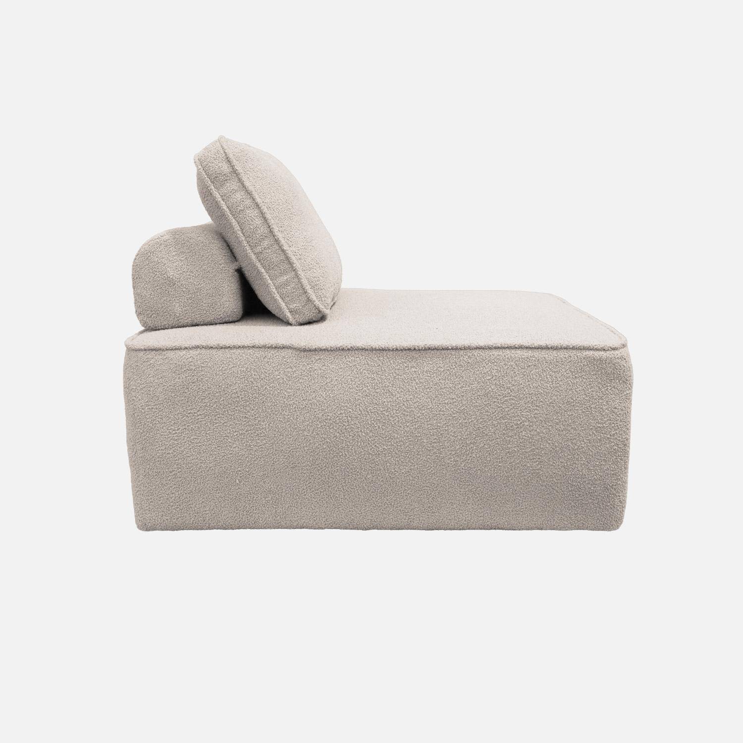 Lot de 3 chauffeuses pour canapé modulable tissu bouclette beige 1 place Bao, L 90 x P 90 x H 74cm Photo5