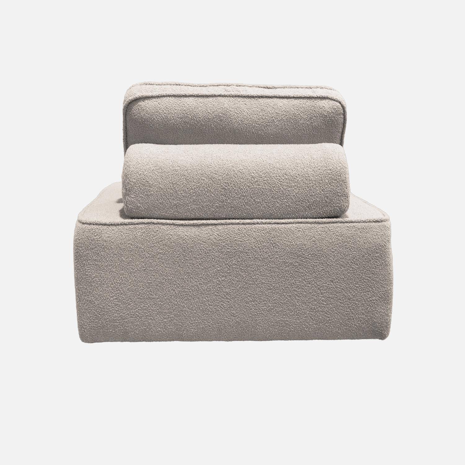 Lot de 3 chauffeuses pour canapé modulable tissu bouclette beige 1 place Bao, L 90 x P 90 x H 74cm Photo4