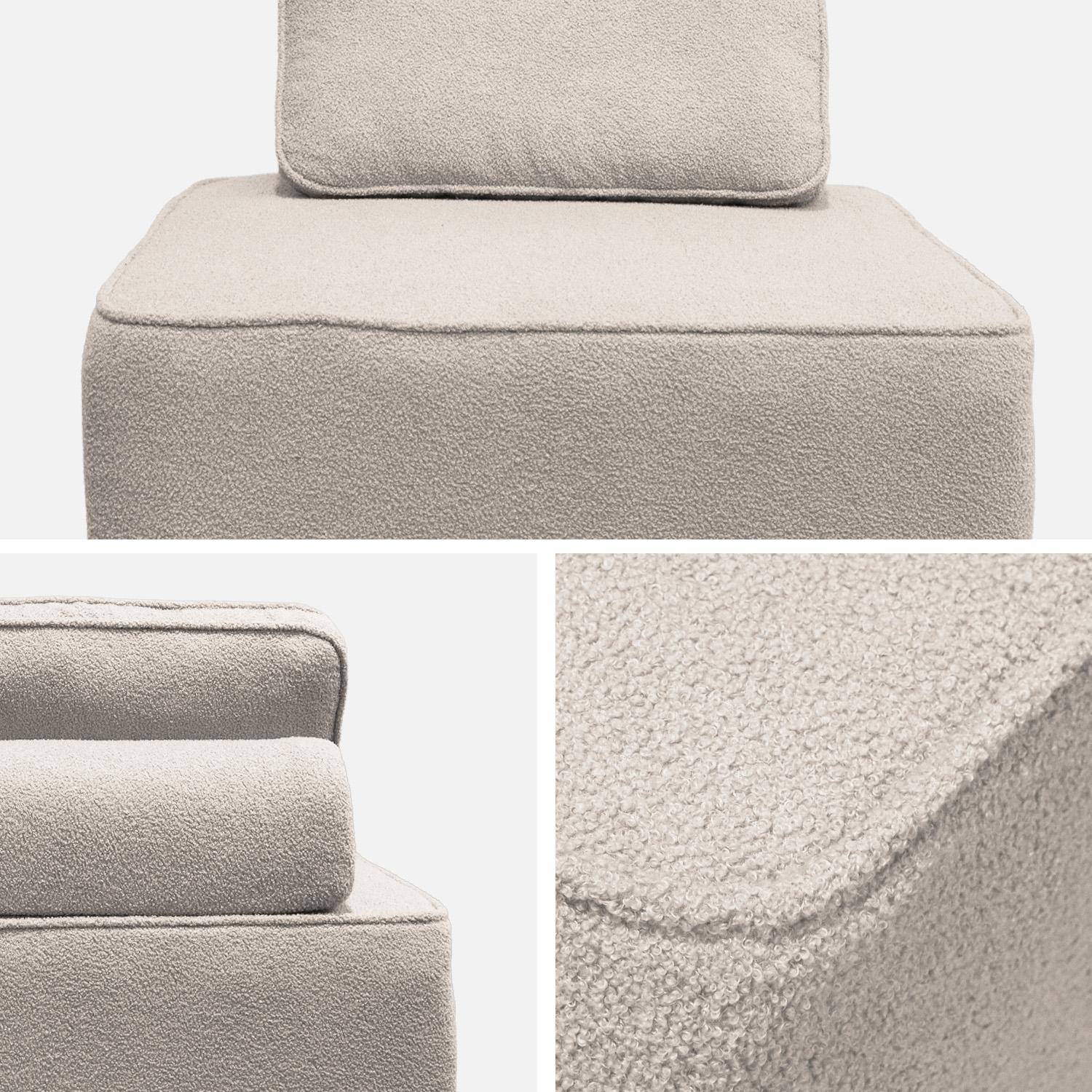 Lot de 3 chauffeuses pour canapé modulable tissu bouclette beige 1 place Bao, L 90 x P 90 x H 74cm Photo6