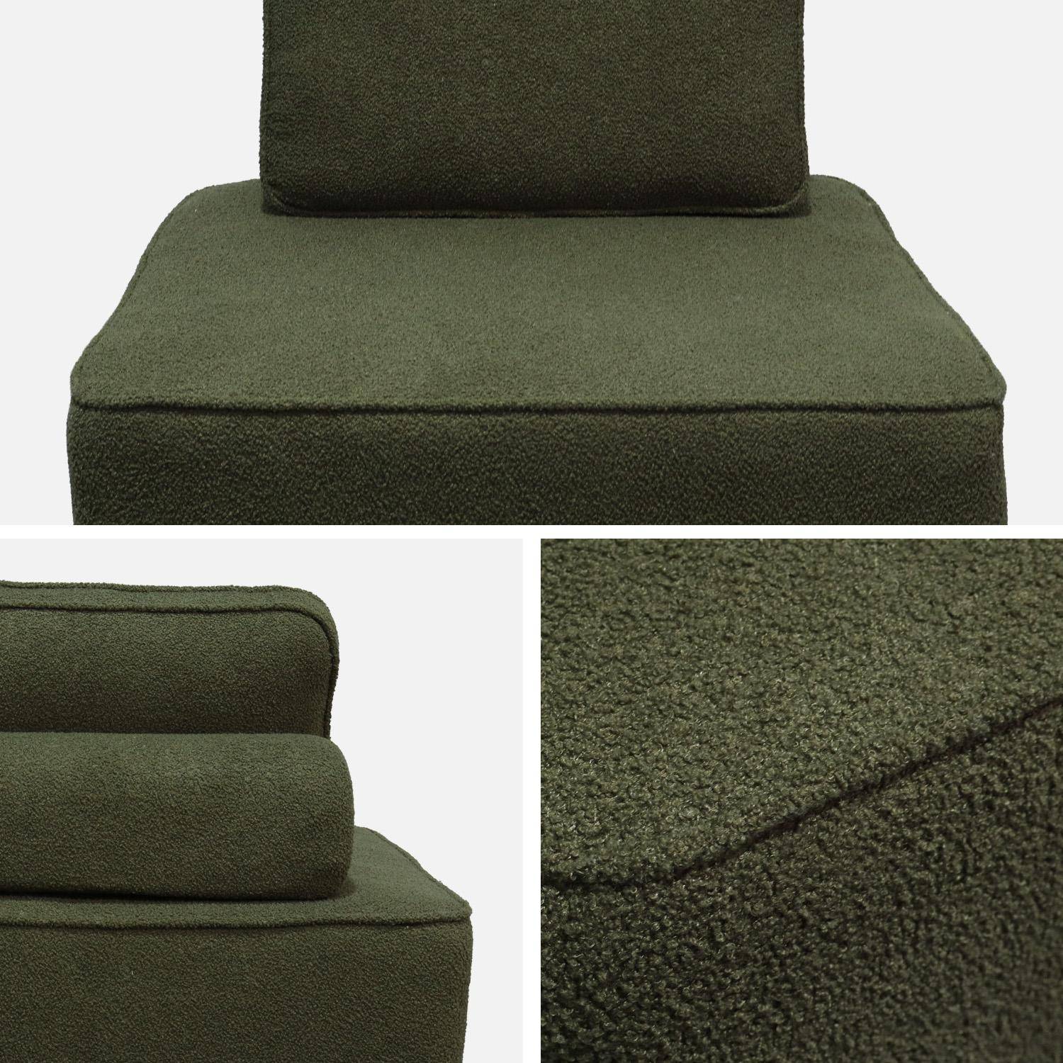 Lot de 3 chauffeuses pour canapé modulable tissu bouclette kaki 1 place Bao, L 90 x P 90 x H 74cm Photo6