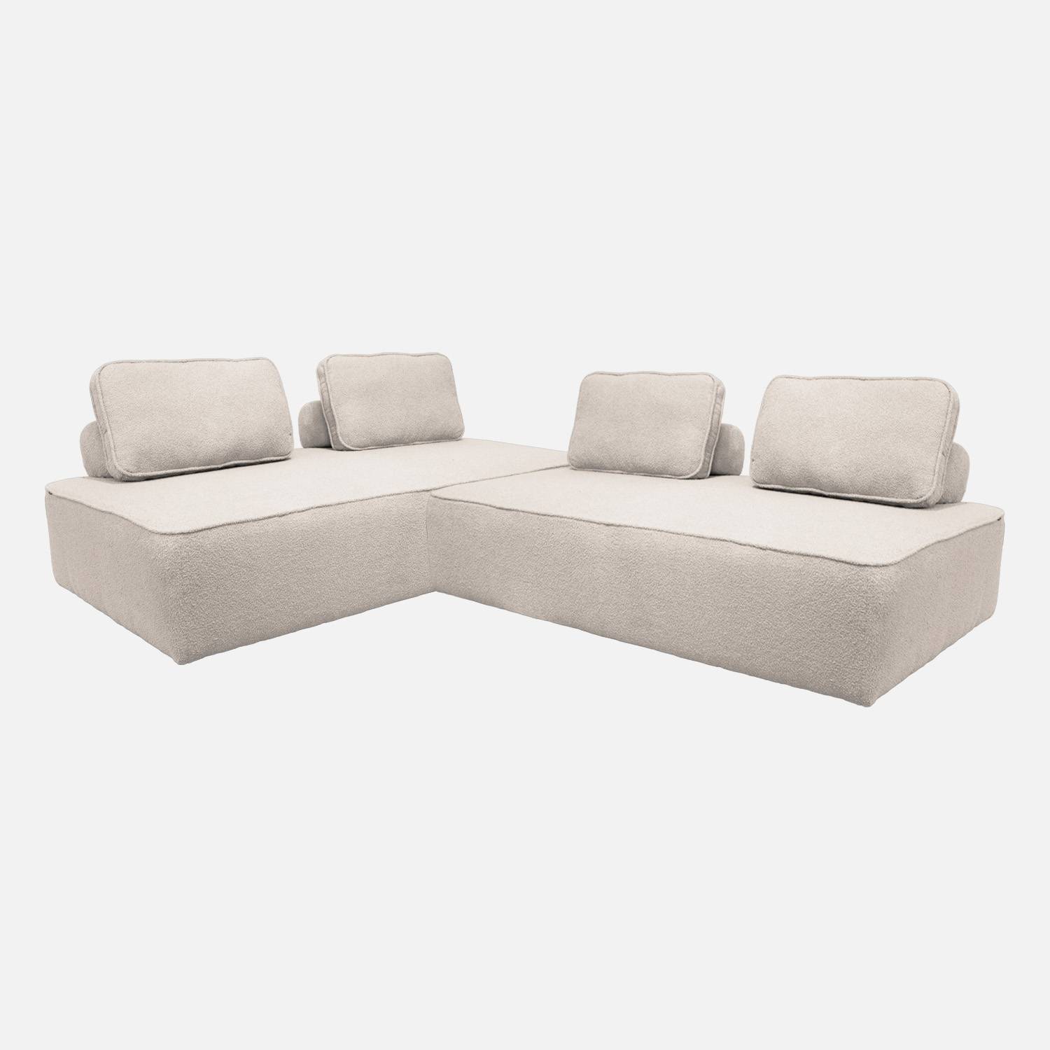 Chauffeuse modulable tissu bouclette beige 2 places (lot de 2)