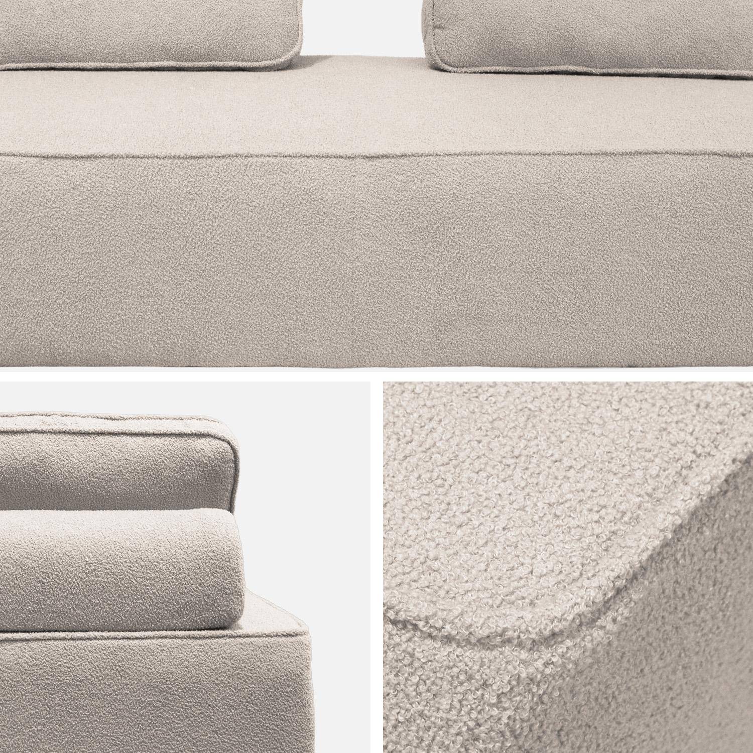 Zestaw 2 modułowych foteli do sofy z tkaniny bouclé w kolorze beżowym, 2-osobowych, szer. 180 × gł. 90 × wys. 74 cm - Bao,sweeek,Photo9