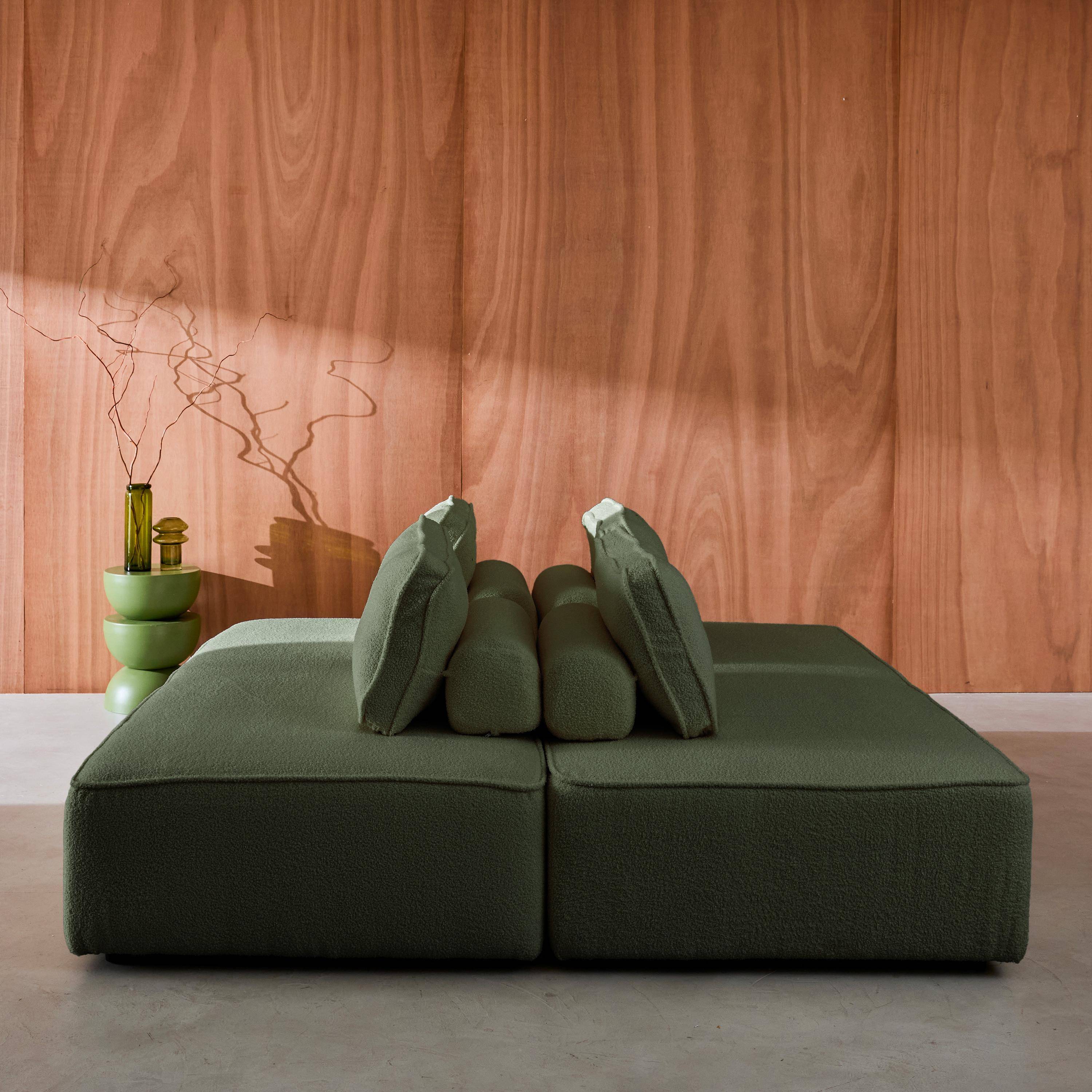 Set van 2 fauteuils beide 2-zits voor modulaire bank bouclé kaki L 180 x B 90 x H 74cm - Bao Photo2