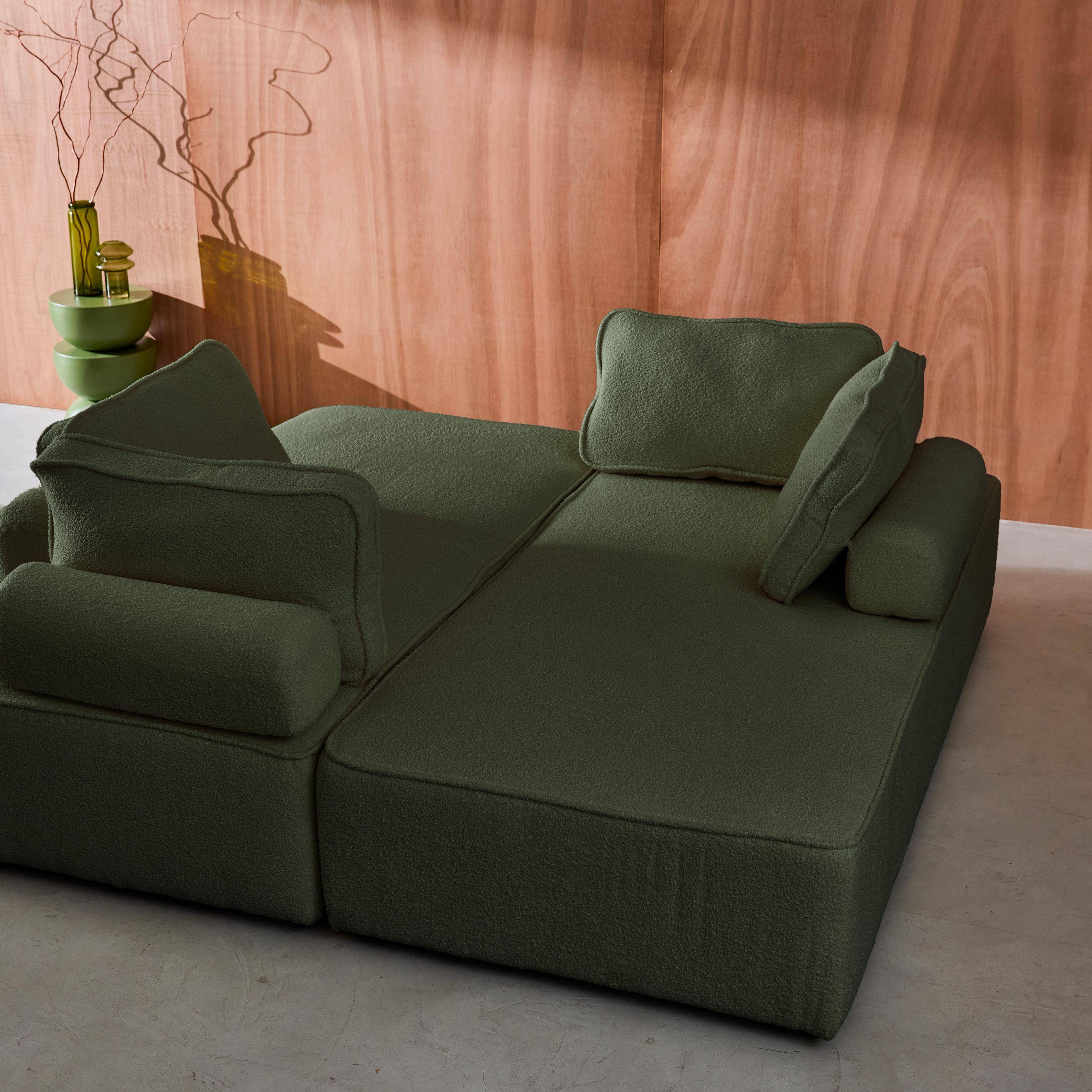 Set van 2 fauteuils beide 2-zits voor modulaire bank bouclé kaki L 180 x B 90 x H 74cm - Bao,sweeek,Photo4