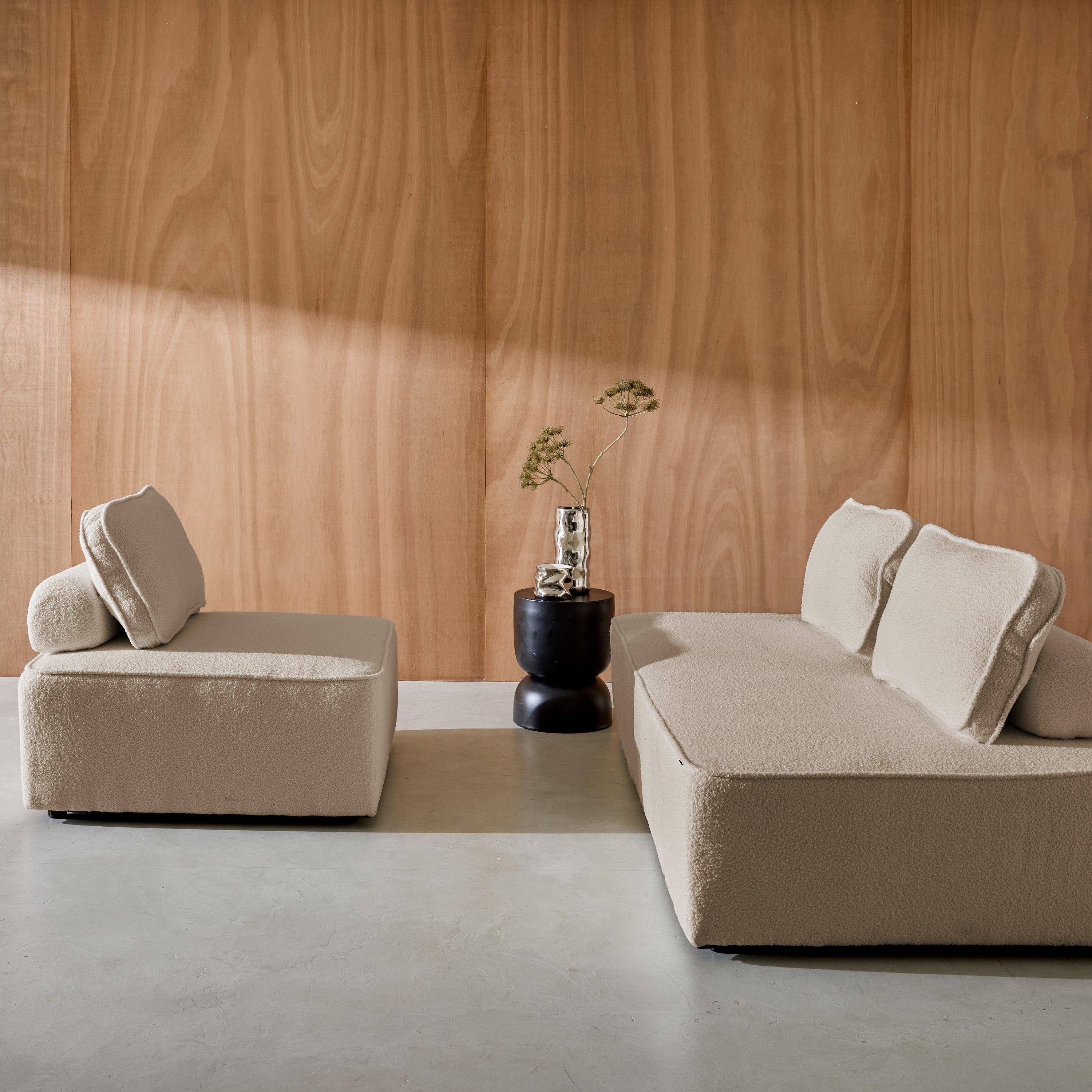 Sofá modular en tejido borreguito, 3 plazas, Bao, Beige, 180x90x74 cm Photo4