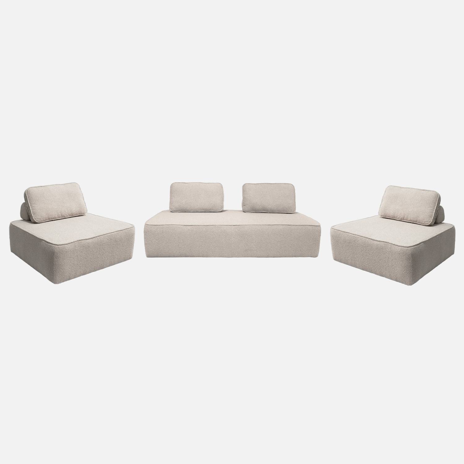 Ensemble chauffeuses 4 places bouclette beige