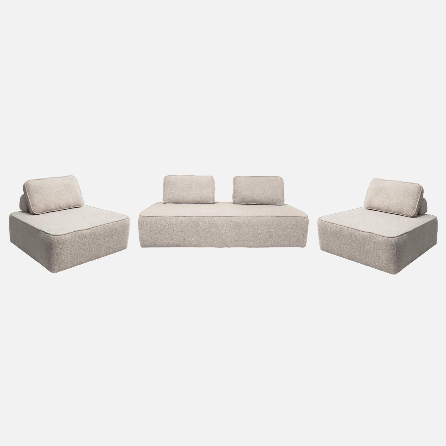 Sofá modular en tejido borreguito, 4 plazas, Bao, Beige, 180x90x74 cm Photo1