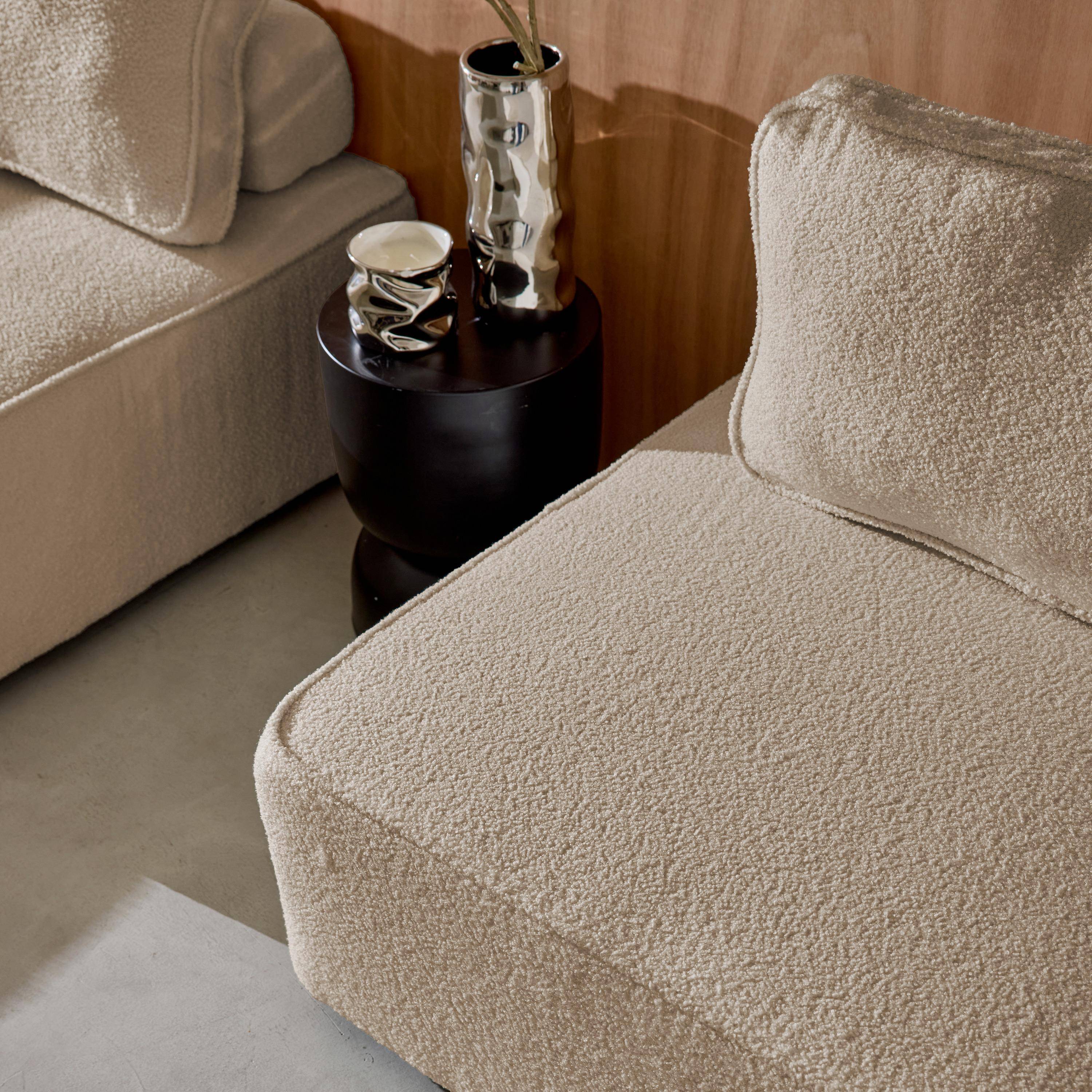 Sofá modular en tejido borreguito, 4 plazas, Bao, Beige, 180x90x74 cm Photo7