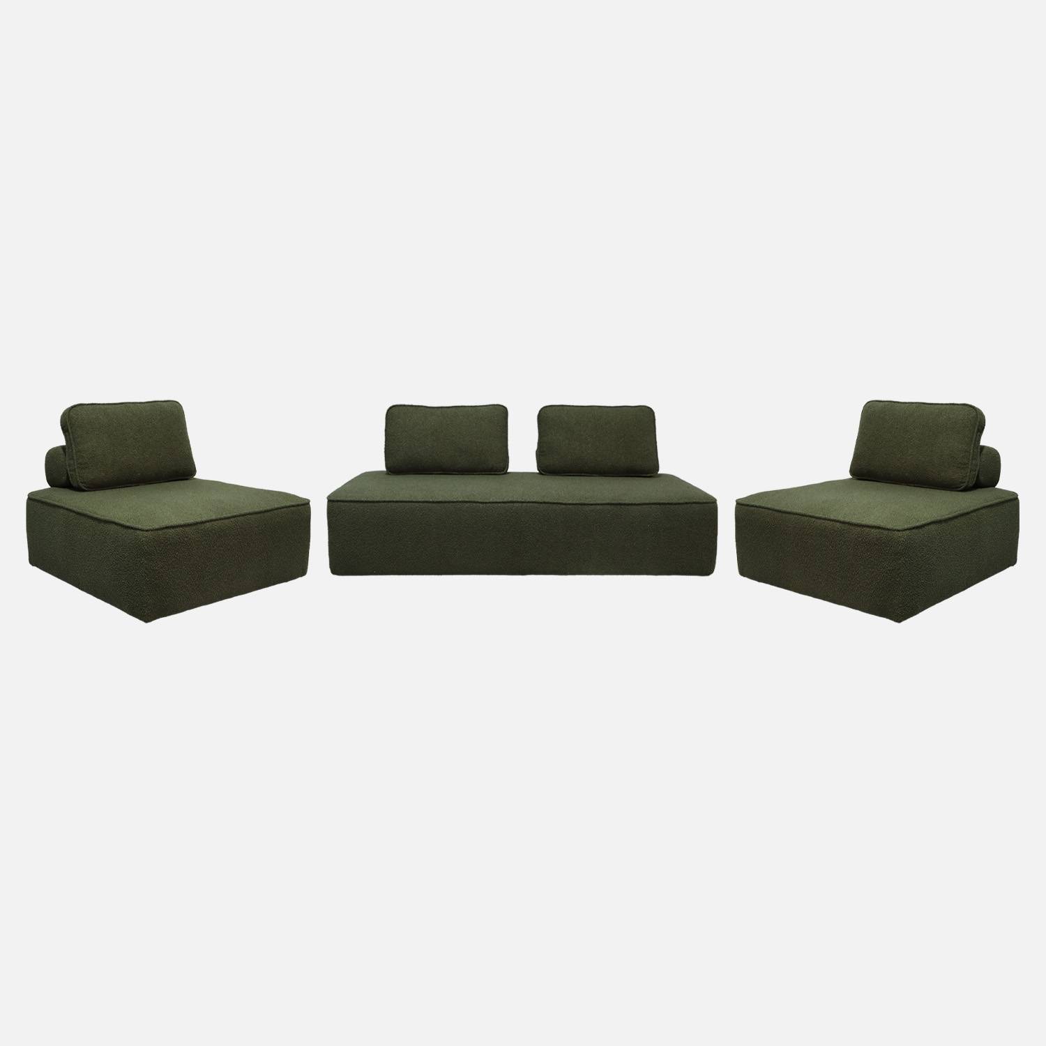 Ensemble chauffeuses 4 places bouclette kaki