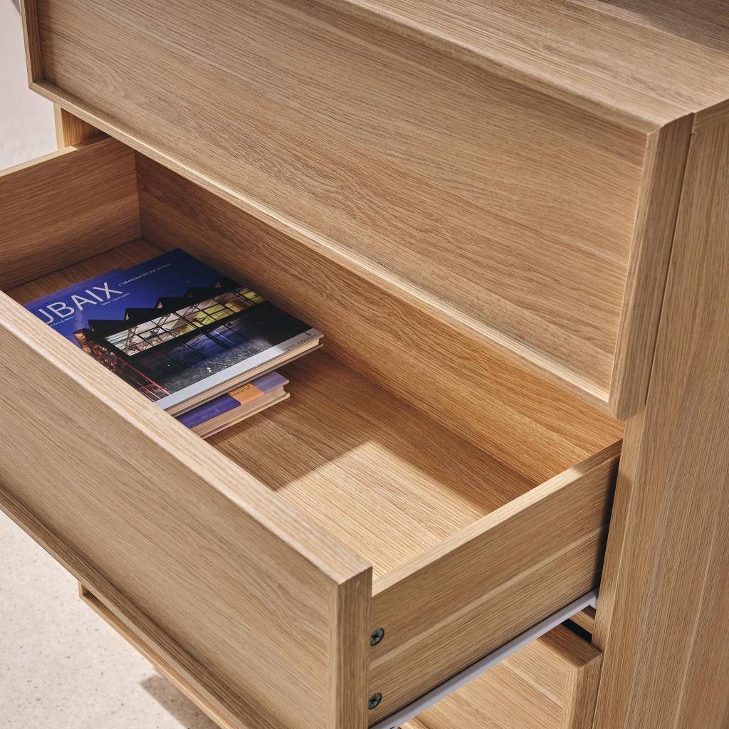 Commode de rangement effet bois naturel  4 tiroirs L 80 x P 43 x H 98,5cm - Kuba  Photo4