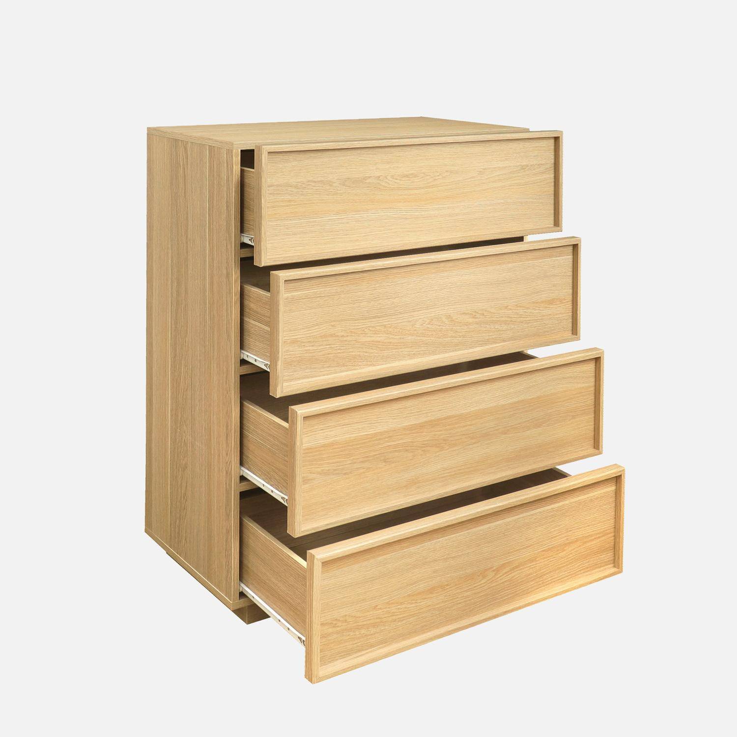 Commode de rangement effet bois naturel  4 tiroirs L 80 x P 43 x H 98,5cm - Kuba  Photo3