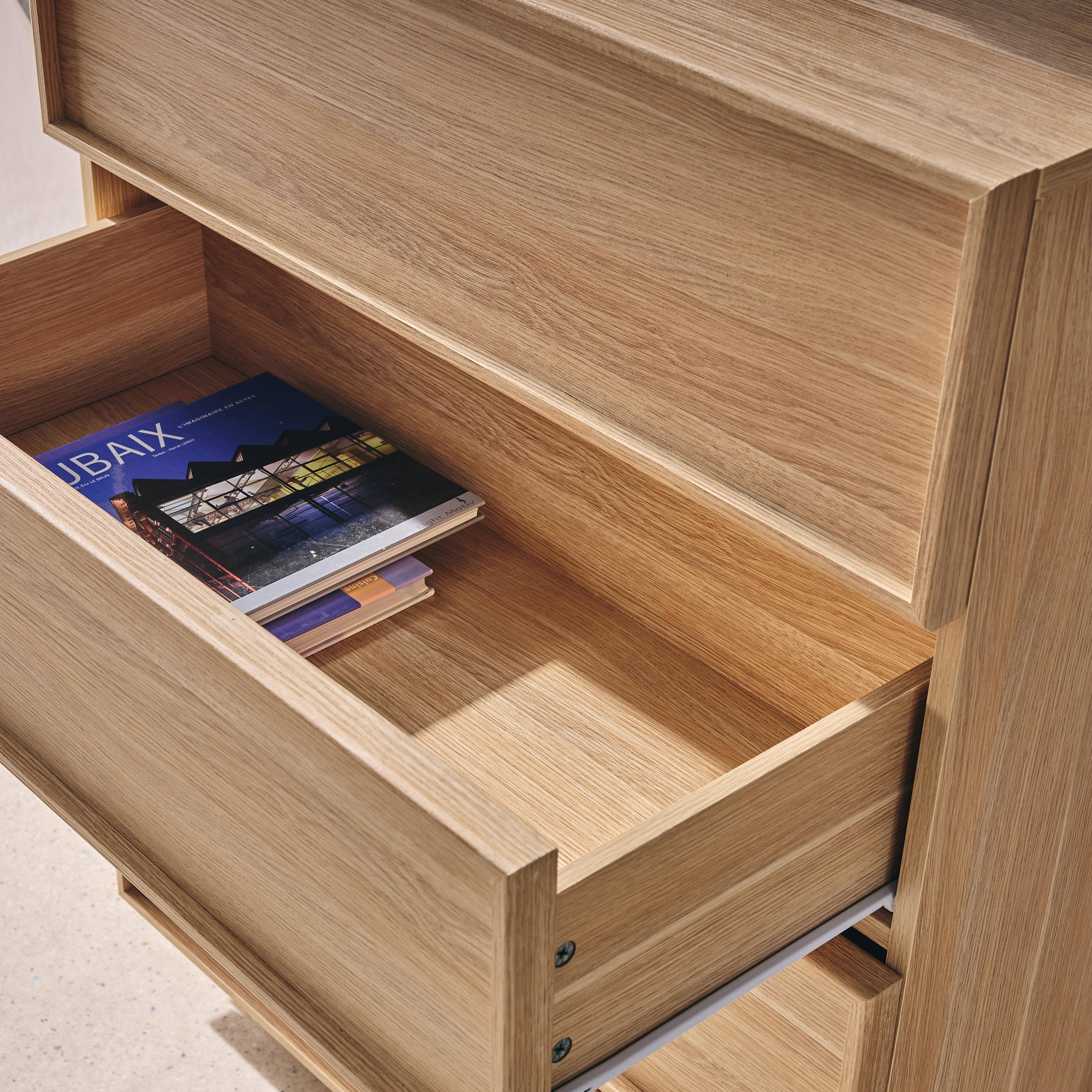 Ladekast houteffect 4 laden naturelkleurig L 80 x B 43 x H 98,5cm - Kuba Photo4