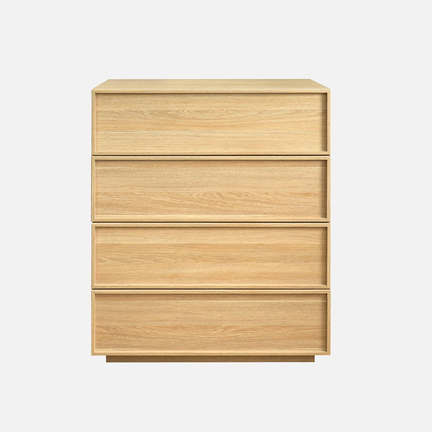 Commode de rangement effet bois naturel  4 tiroirs L 80 x P 43 x H 98,5cm - Kuba  Photo2