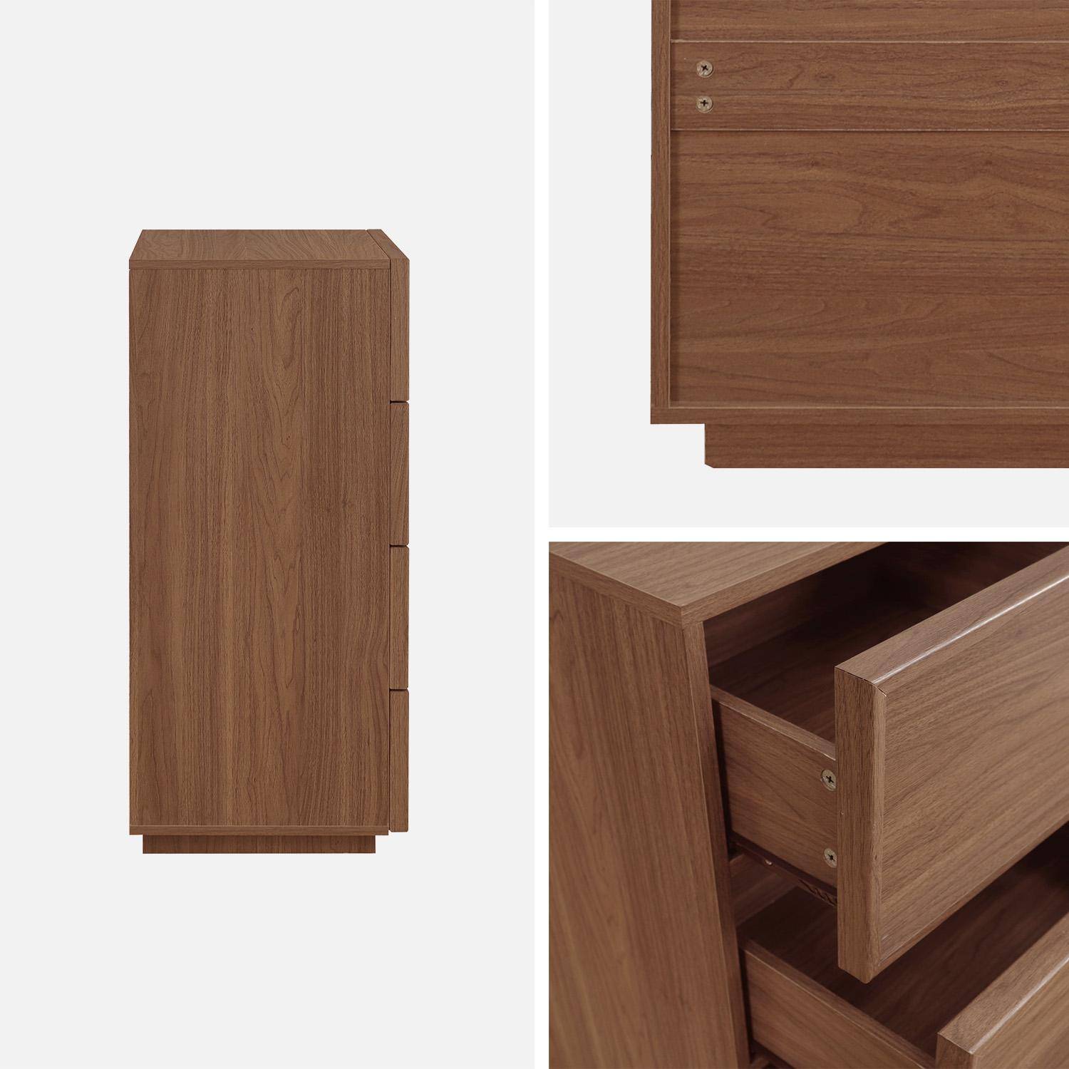 4-drawer walnut wood-effect storage chest W 80 x D 43 x H 98.5cm - Kuba | sweeek,sweeek,Photo9