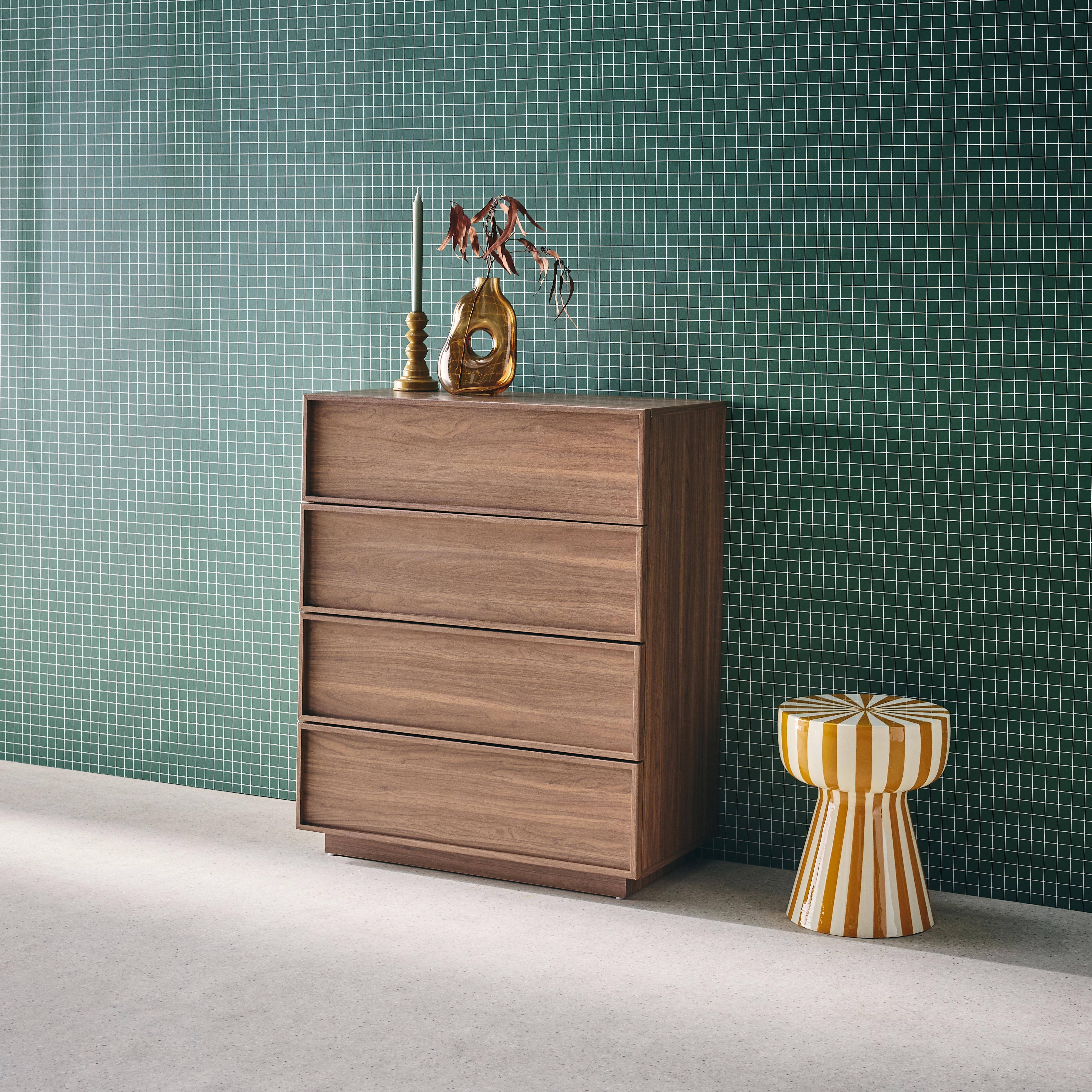 Cômoda de armazenamento efeito madeira 4 gavetas, Kuba, Madeira de nogueira, 80x43x98.5 cm,sweeek,Photo2