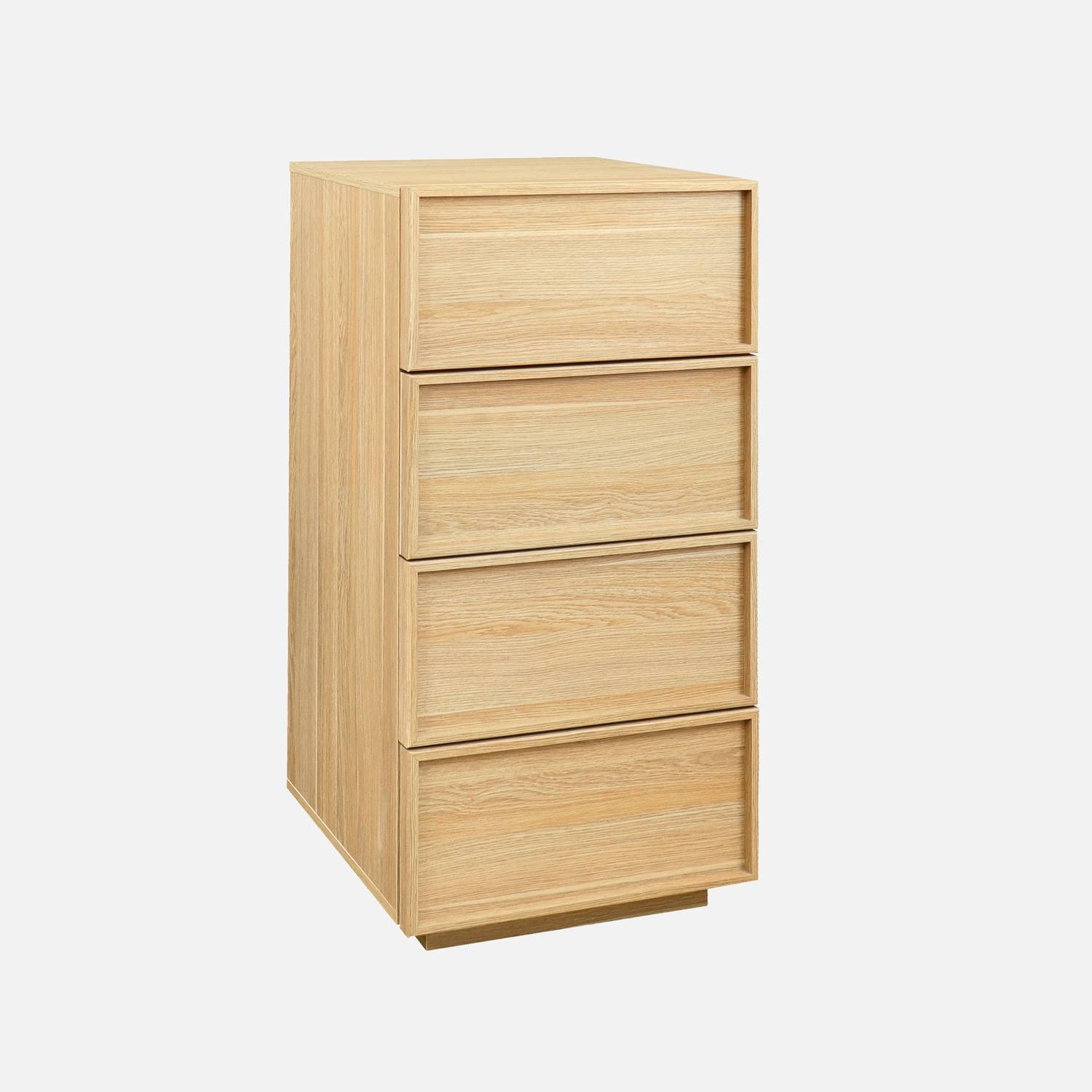 Commode chiffonnier naturel 4 tiroirs effet bois