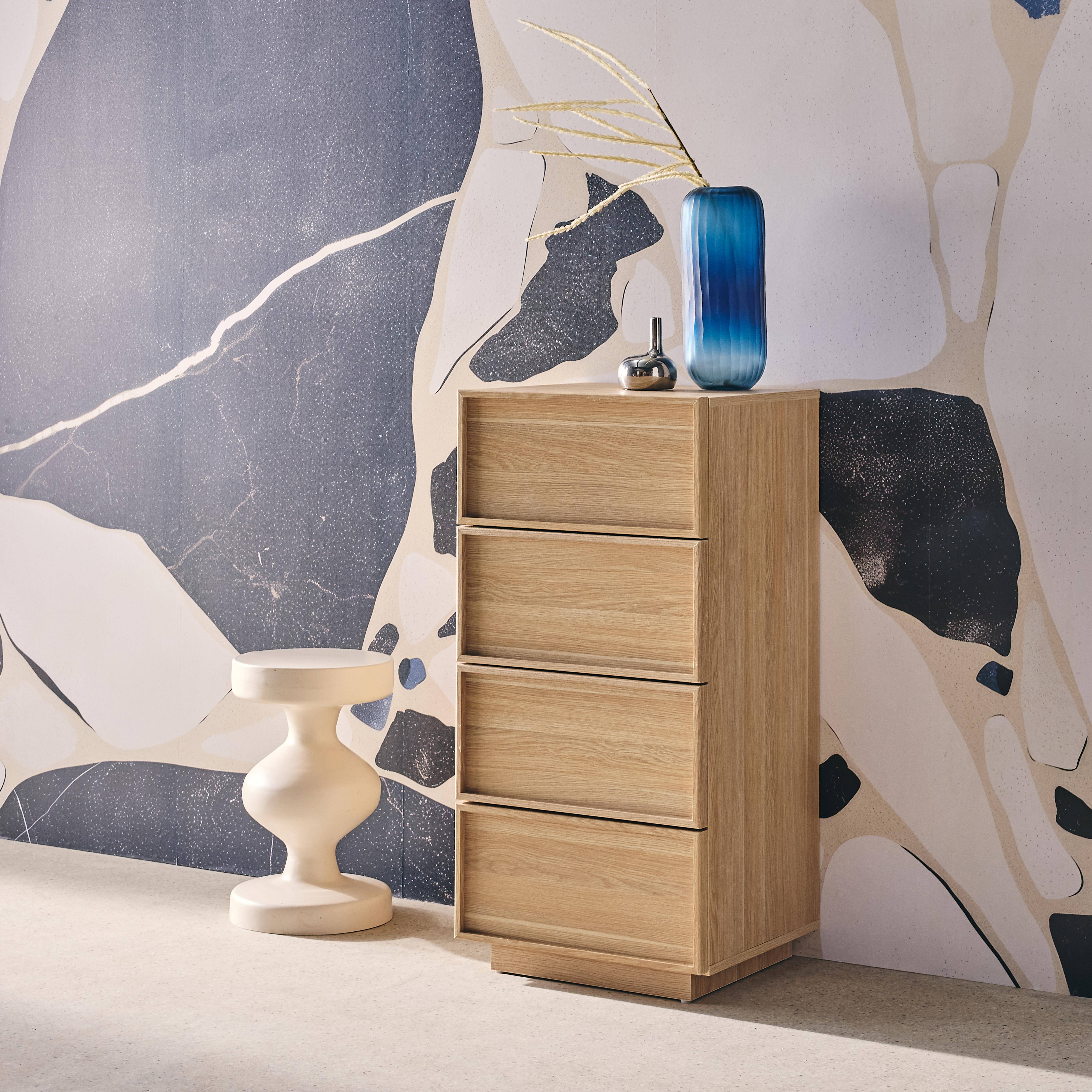 Cómoda con 4 cajones y  efecto madera, Kuba, Natural, 48x43x98.5 cm Photo4