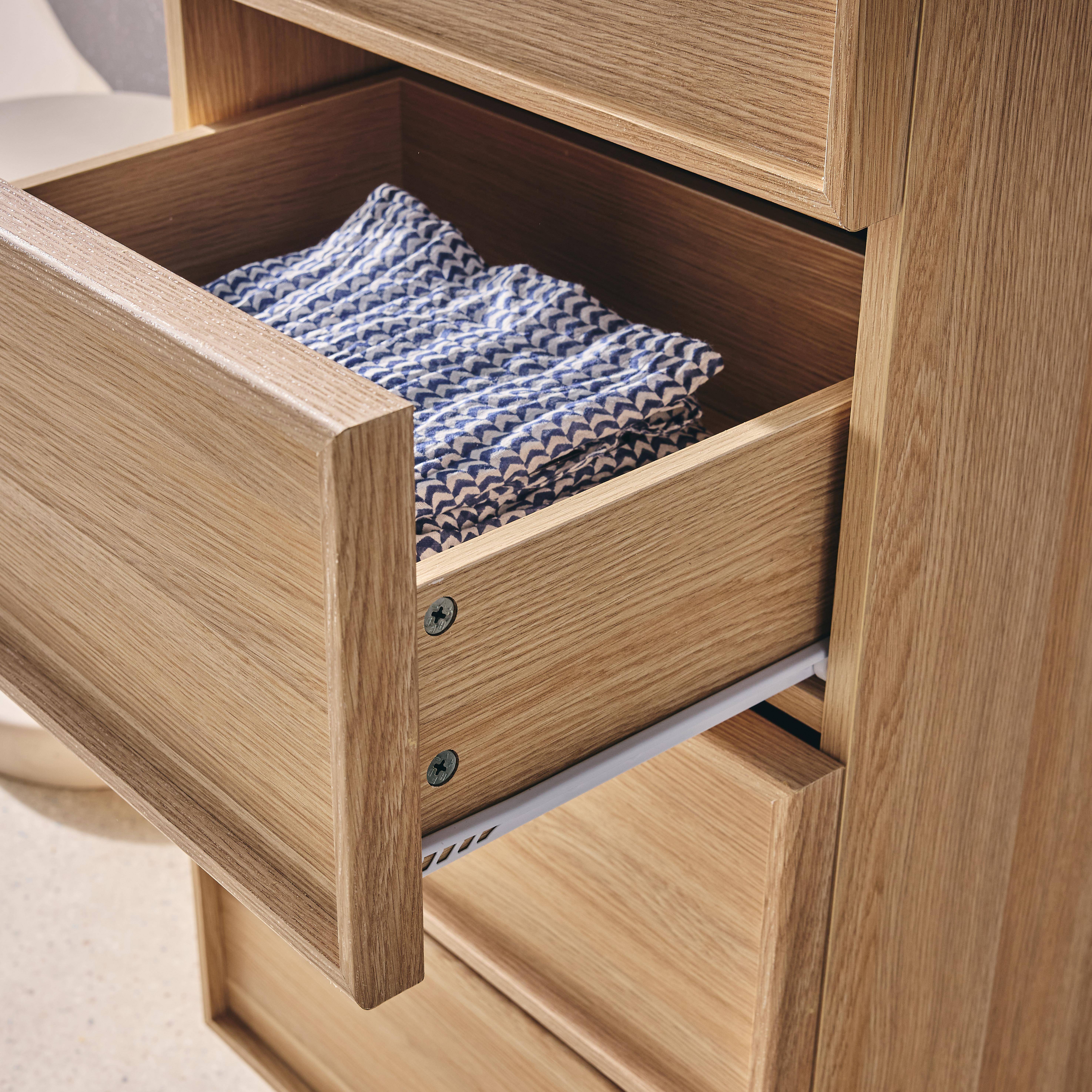 Cómoda con 4 cajones y  efecto madera, Kuba, Natural, 48x43x98.5 cm Photo3