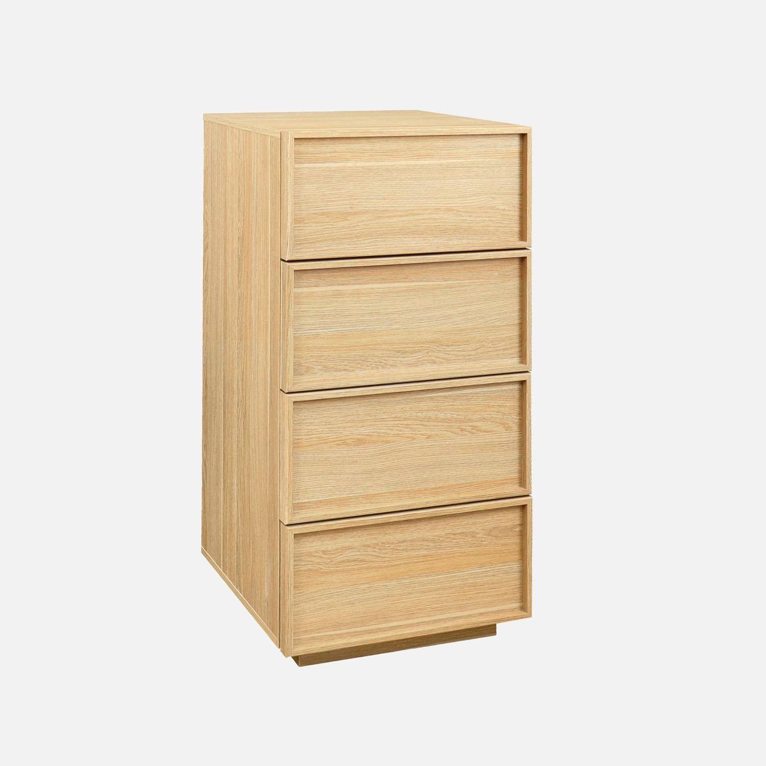 Commode chiffonnier naturel 4 tiroirs effet bois - L 48 x P 43 x H 98,5cm - Kuba Photo1