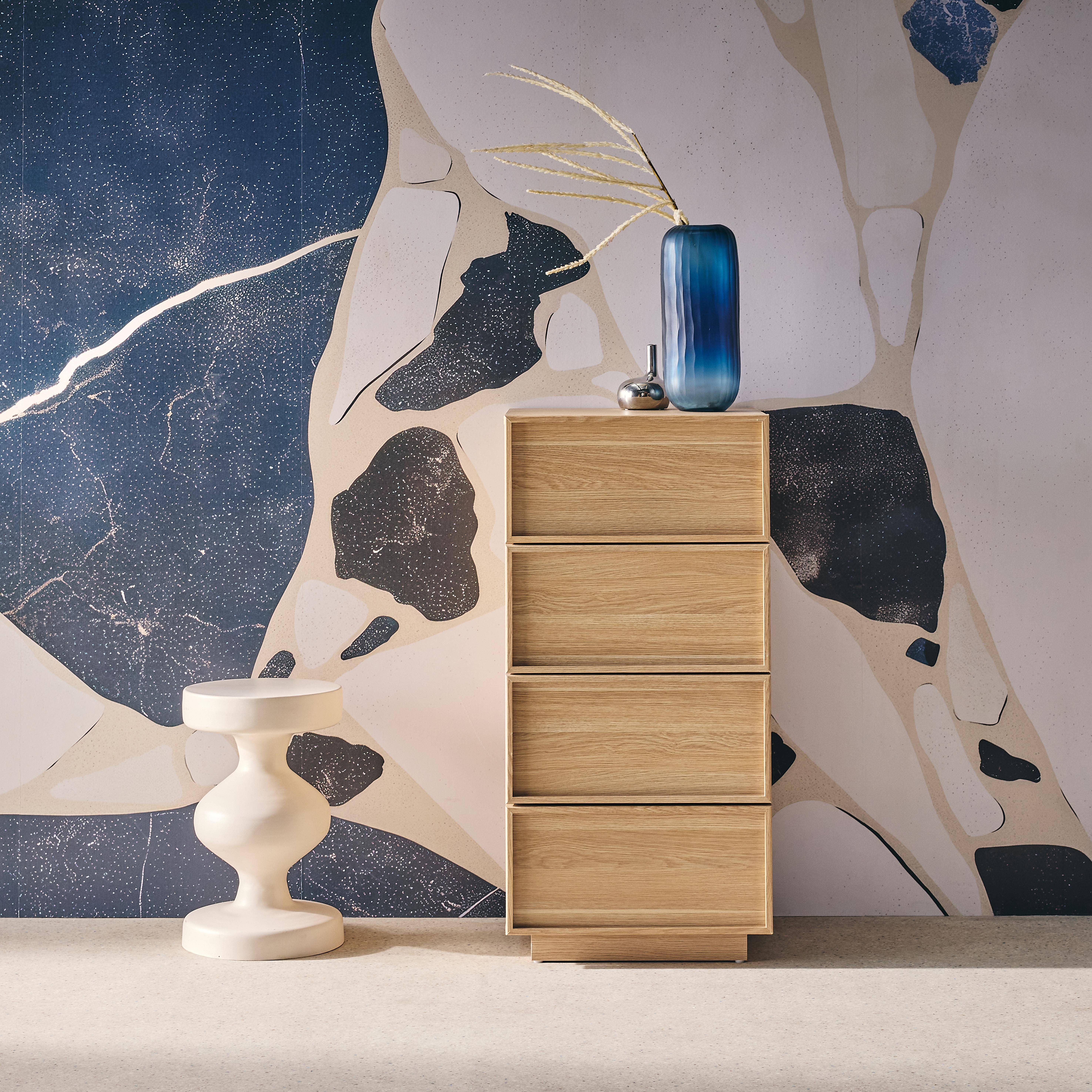 Cómoda con 4 cajones y  efecto madera, Kuba, Natural, 48x43x98.5 cm Photo1