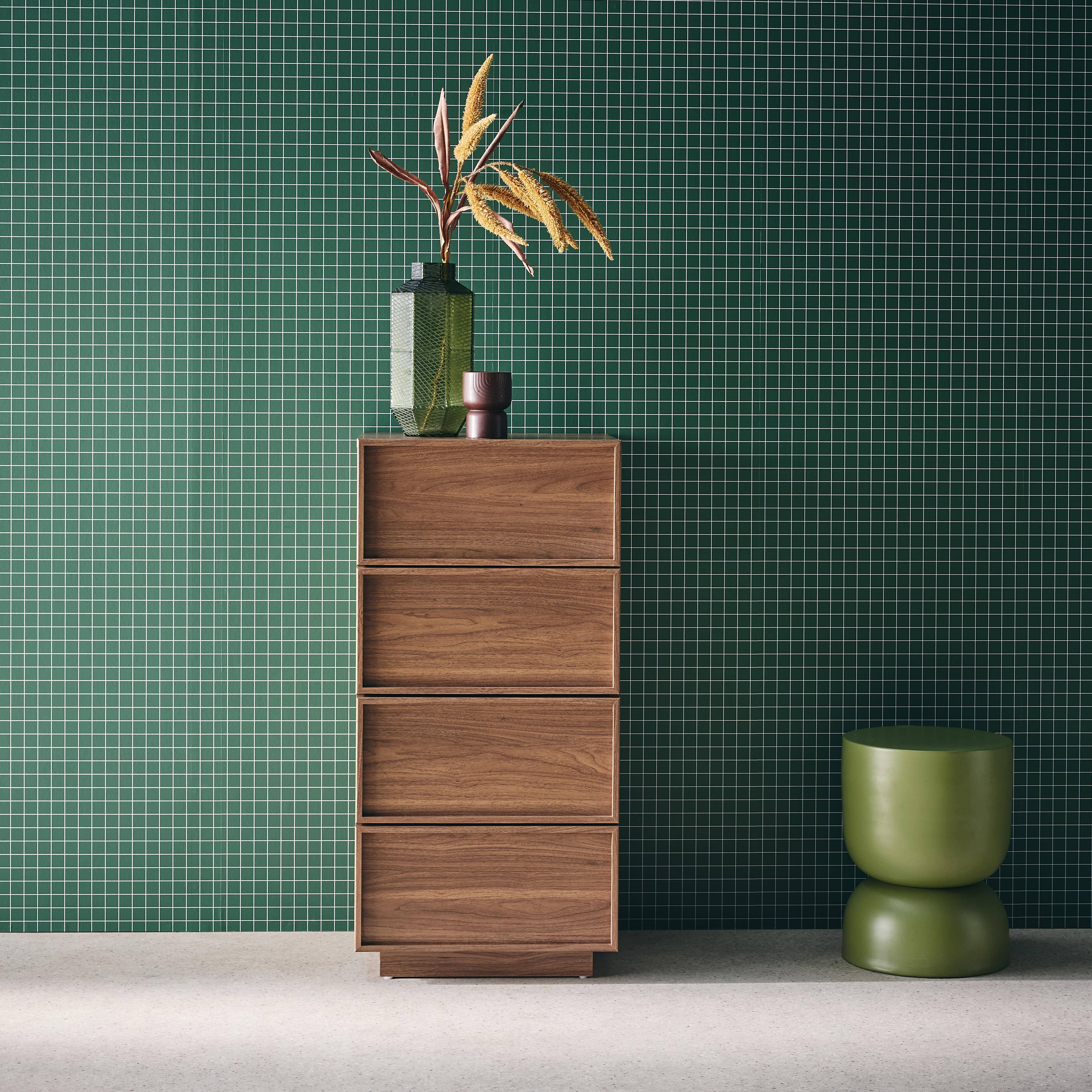 Walnoot houteffect ladekast met 4 laden L 48 x B 43 x H 98,5cm - Kuba Photo1