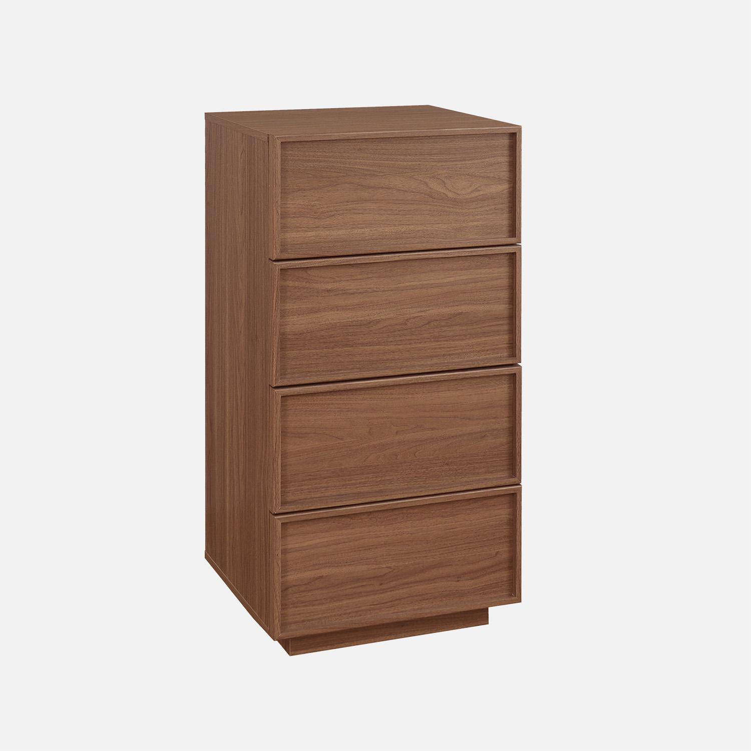 Walnoot houtlook ladekast met 4 laden L 48 x B 43 x H 98,5cm - Kuba Photo5