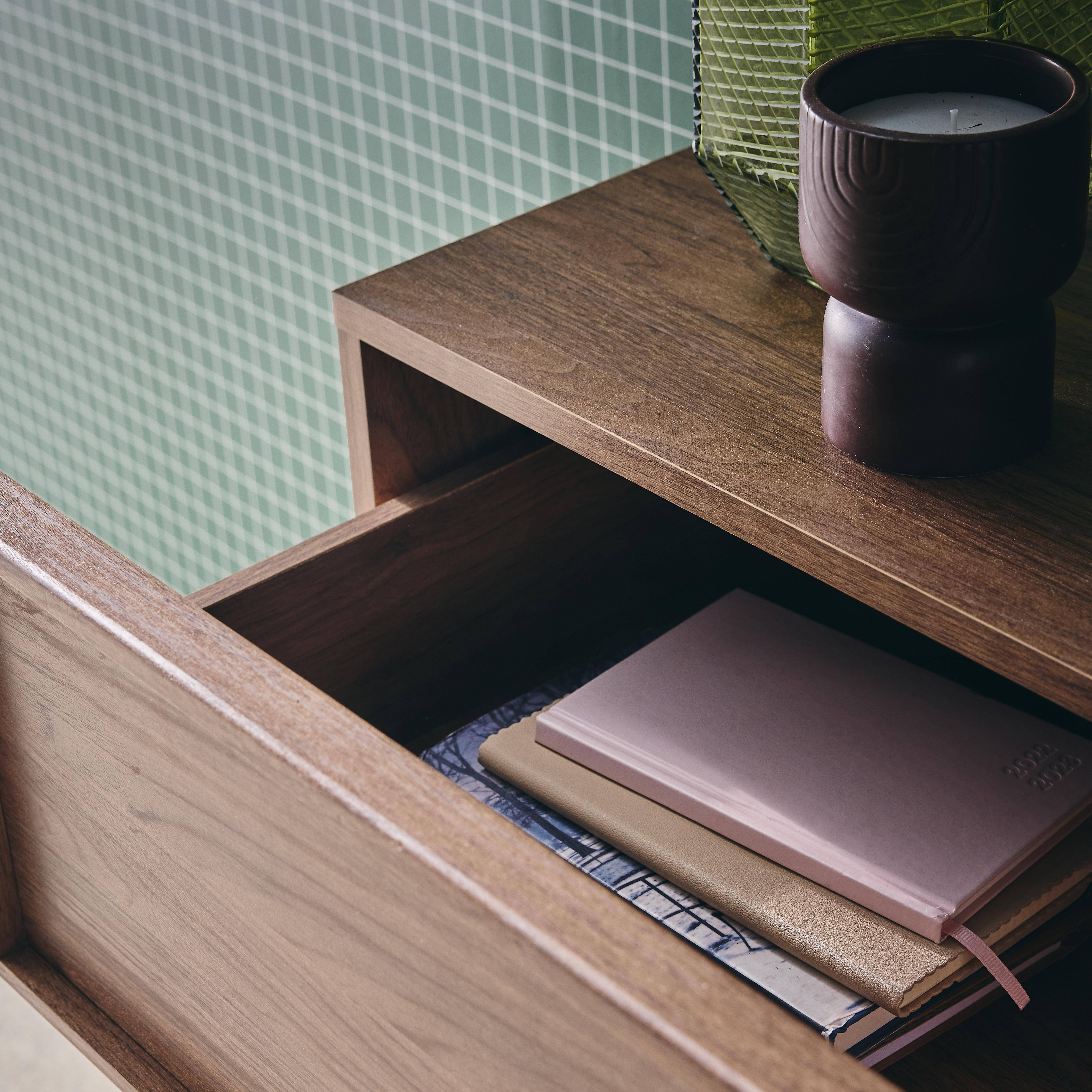 Walnoot houteffect ladekast met 4 laden L 48 x B 43 x H 98,5cm - Kuba Photo3