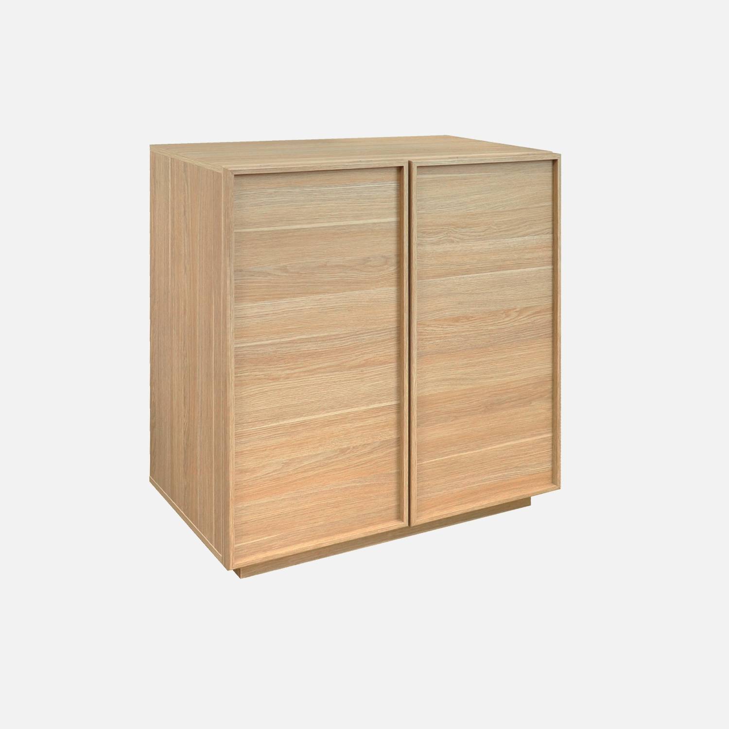 Buffet effet bois naturel 2 portes 80 cm 4 compartiments