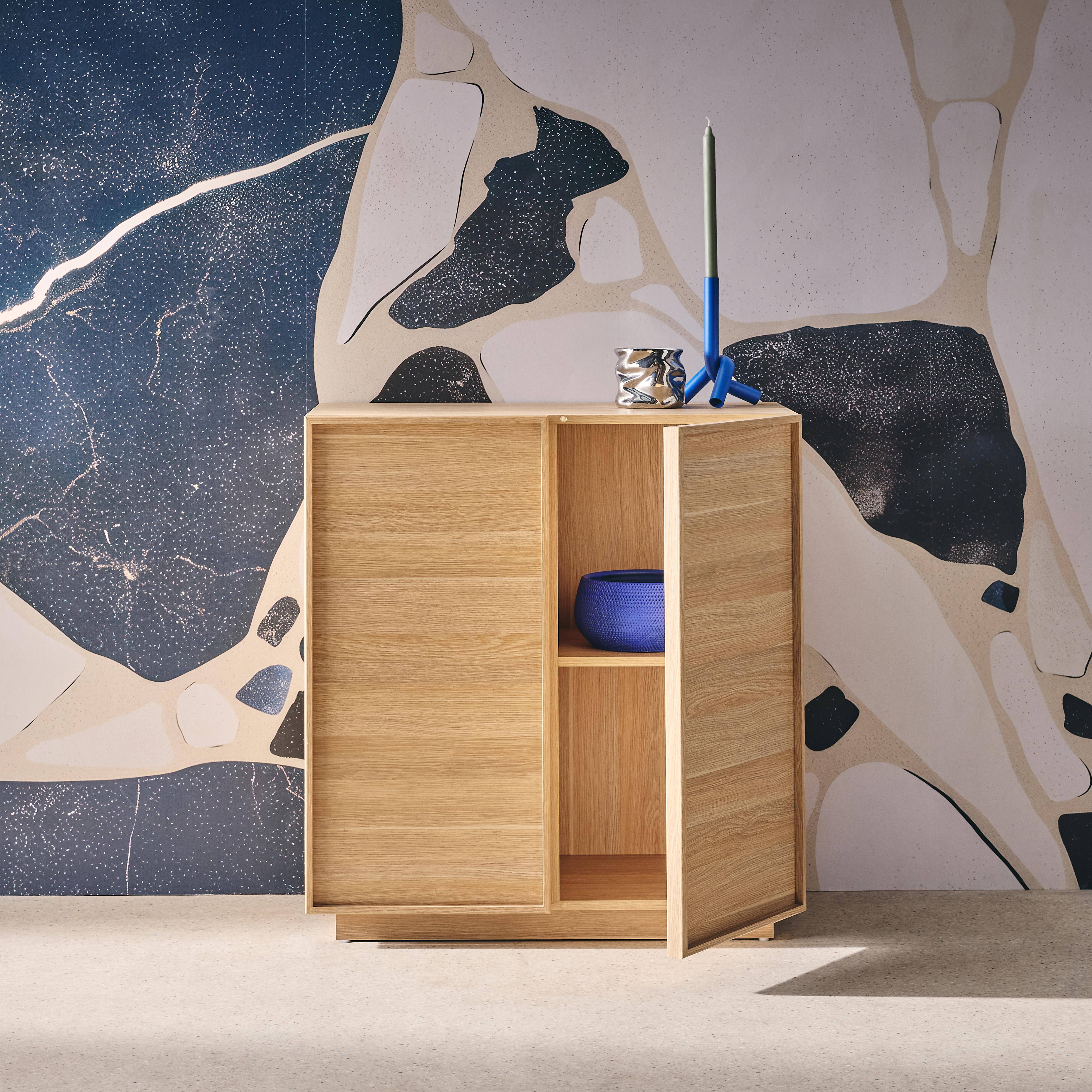 Anrichte Holzlook 2 Türen 80 cm 4 Fächer naturfarben B 80 x T 43 x H 85 cm - Kuba,sweeek,Photo5