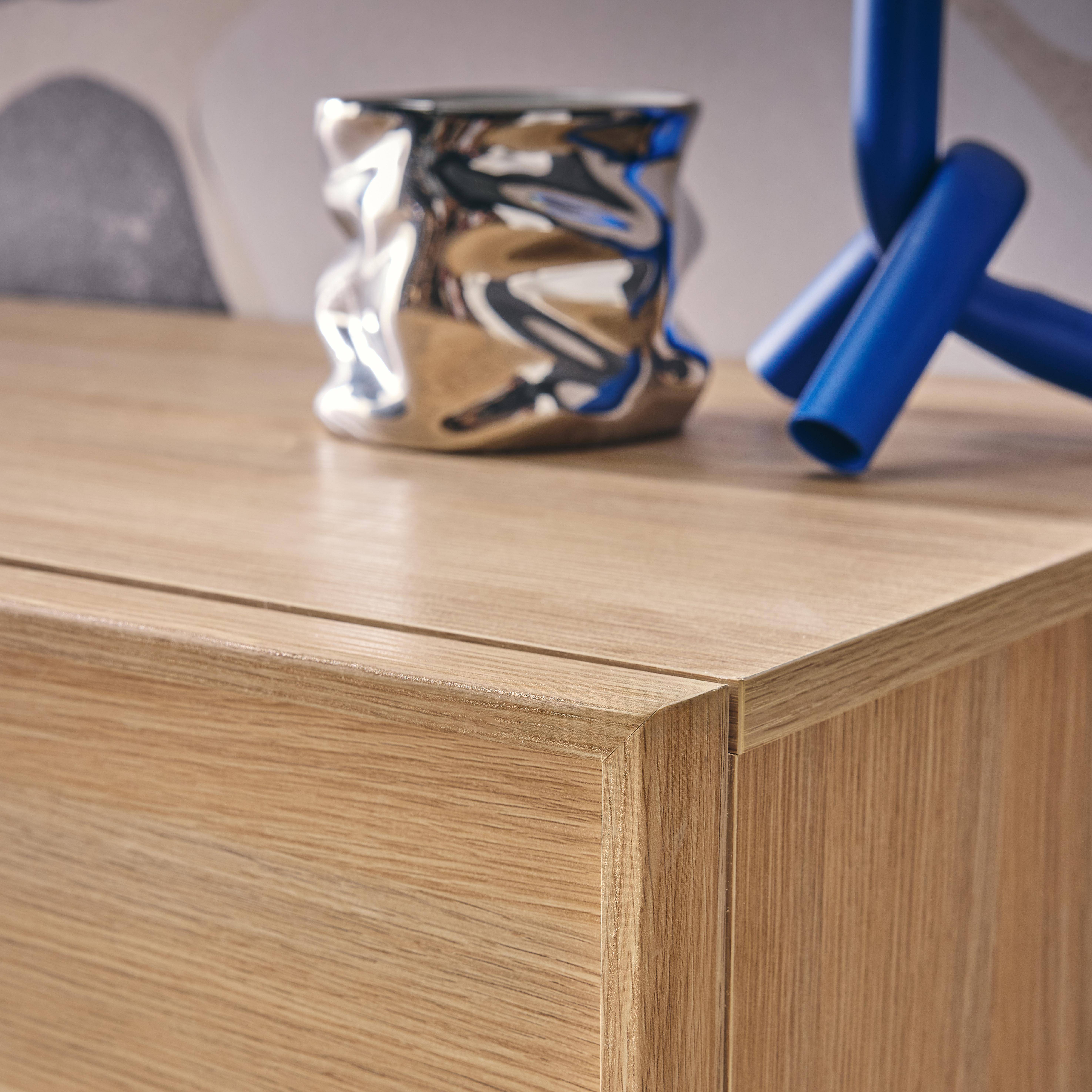 Anrichte Holzlook 2 Türen 80 cm 4 Fächer naturfarben B 80 x T 43 x H 85 cm - Kuba,sweeek,Photo3