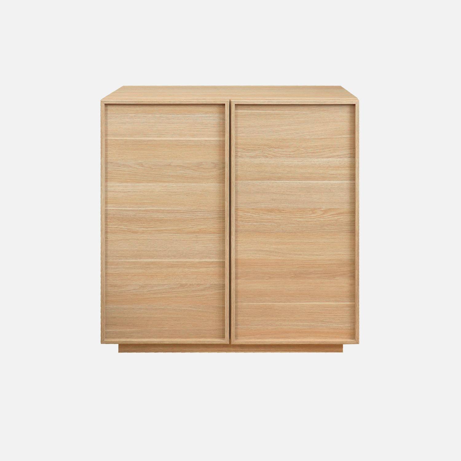 Buffet effet bois naturel 2 portes 80 cm 4 compartiments - L 80 x P 43 x H 85cm - Kuba Photo2