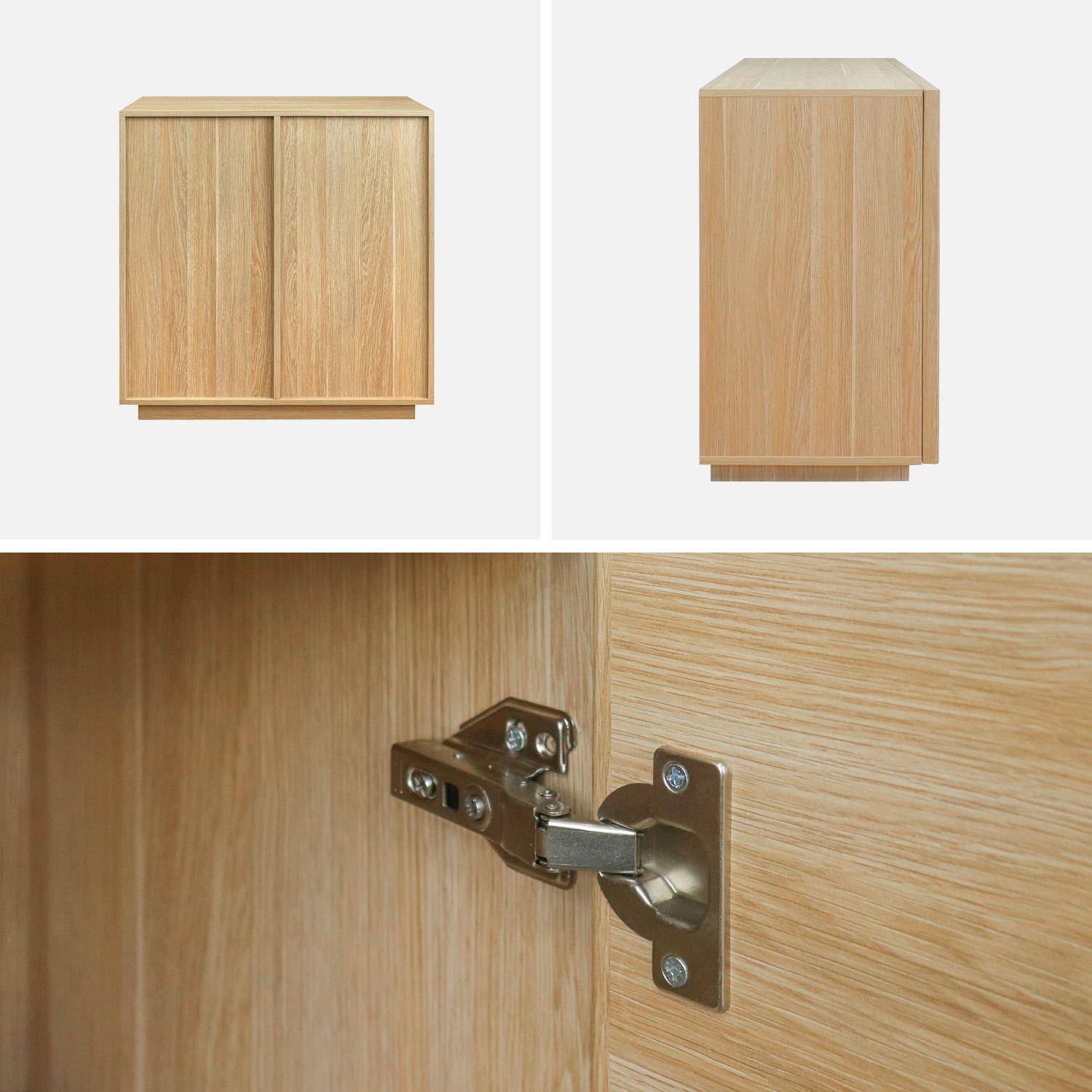 Buffet effet bois naturel 2 portes 80 cm 4 compartiments - L 80 x P 43 x H 85cm - Kuba Photo4