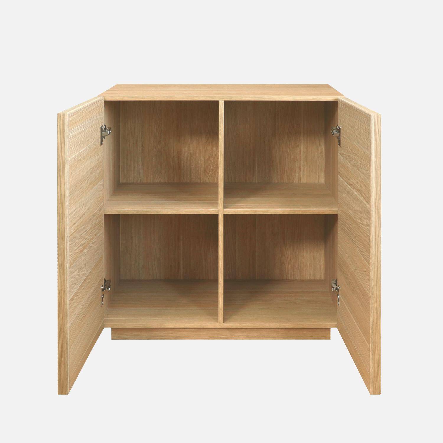 Buffet effet bois naturel 2 portes 80 cm 4 compartiments - L 80 x P 43 x H 85cm - Kuba Photo3