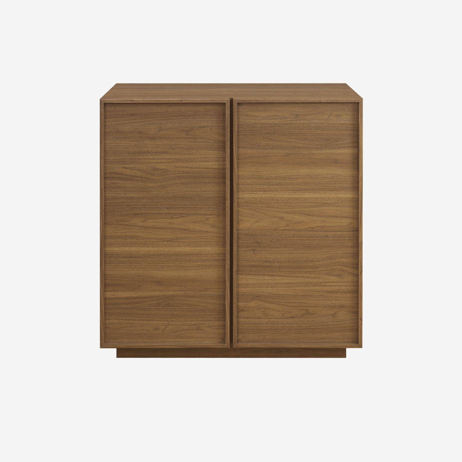 Buffet effet bois noyer 2 portes 80 cm 4 compartiments - L 80 x P 43 x H 85cm - Kuba Photo2