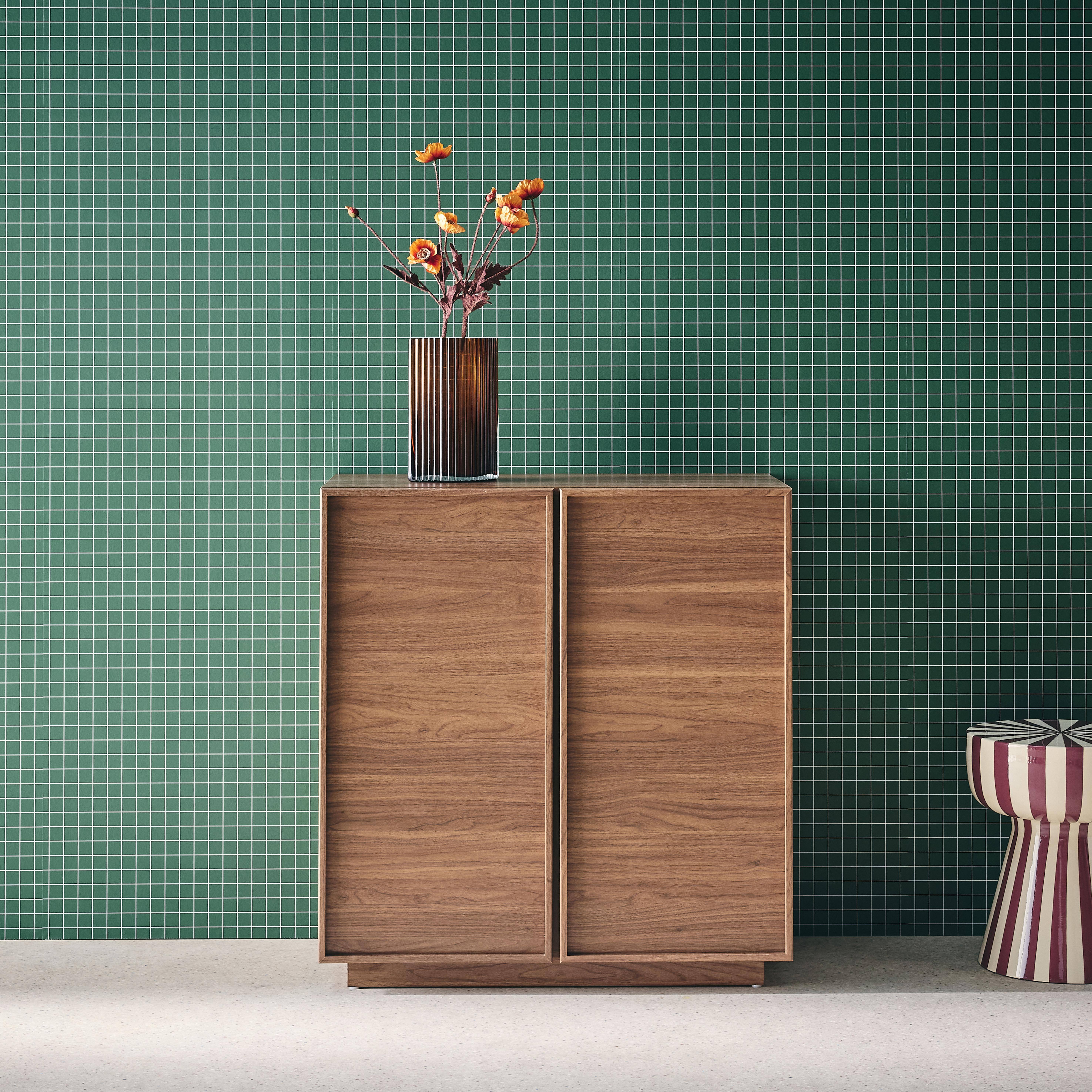 Anrichte Holzlook 2 Türen 80 cm 4 Fächer nussbaumfarben B 80 x T 43 x H 85 cm - Kuba,sweeek,Photo1