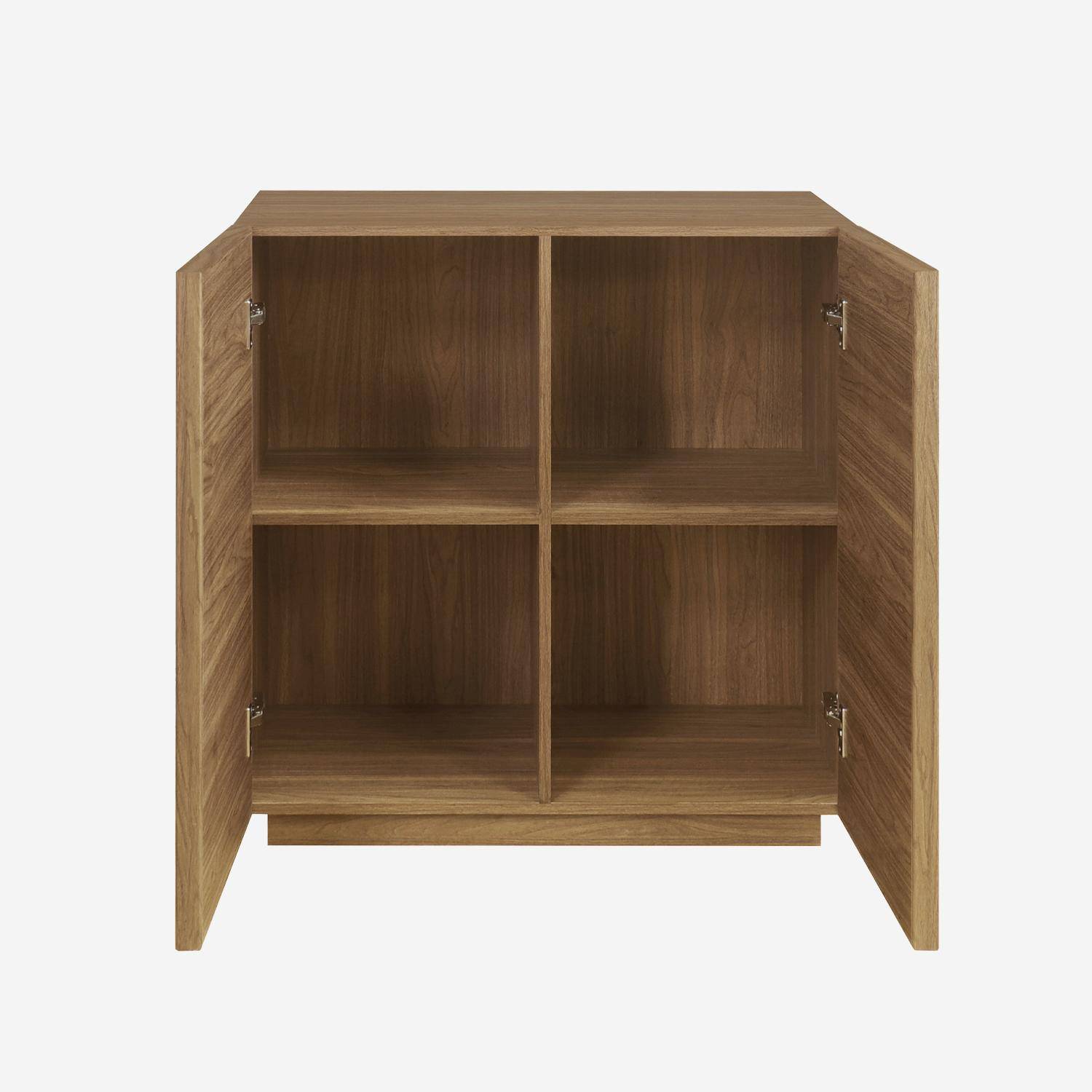 Buffet effet bois noyer 2 portes 80 cm 4 compartiments - L 80 x P 43 x H 85cm - Kuba,sweeek,Photo3