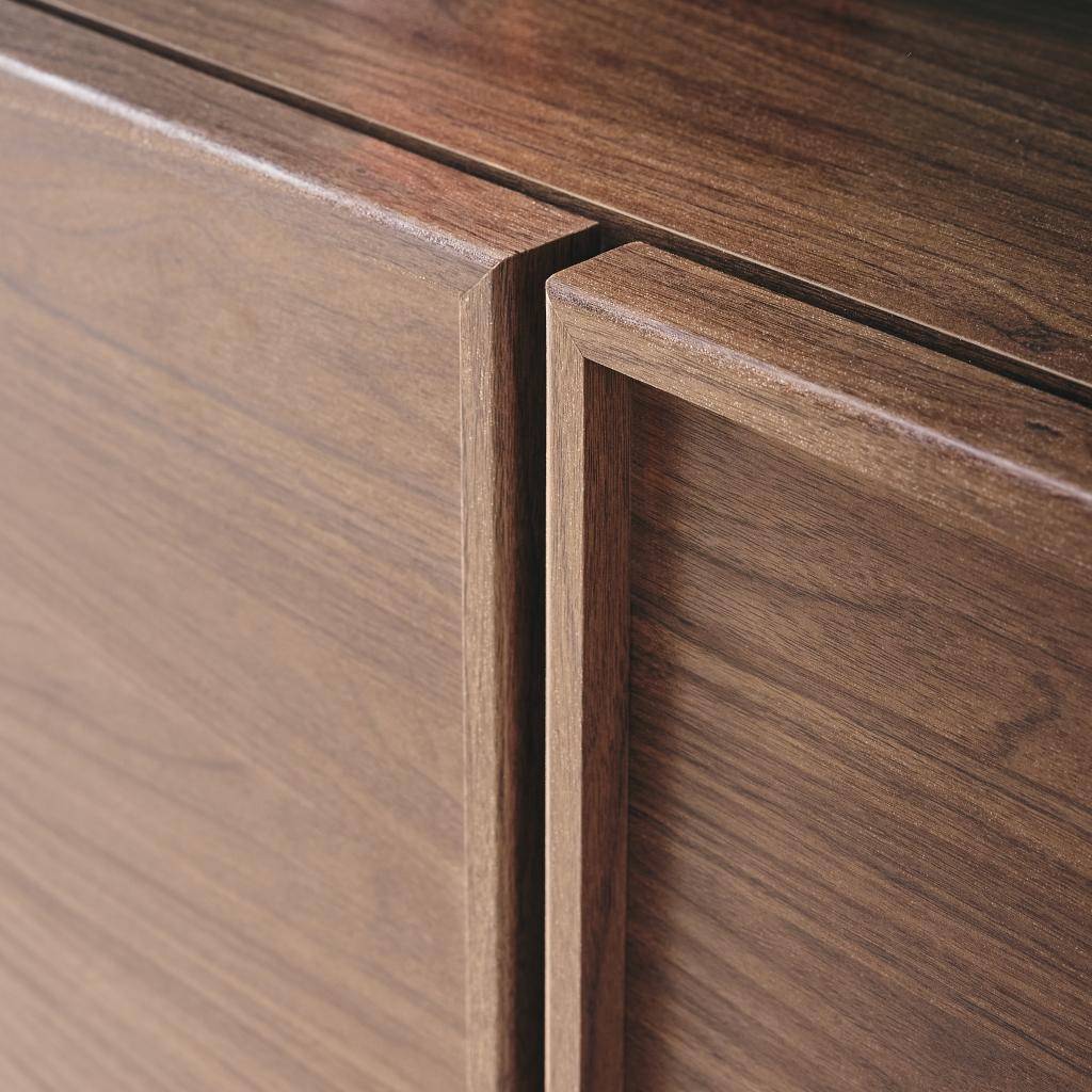 2-door walnut wood-effect sideboard with 4 compartments L 80 x P 43 x H 85cm - Kuba | sweeek Photo5