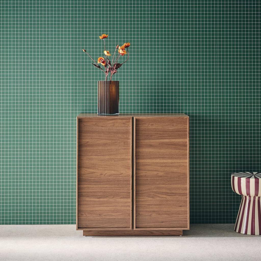 2-door walnut wood-effect sideboard with 4 compartments L 80 x P 43 x H 85cm - Kuba | sweeek Photo1