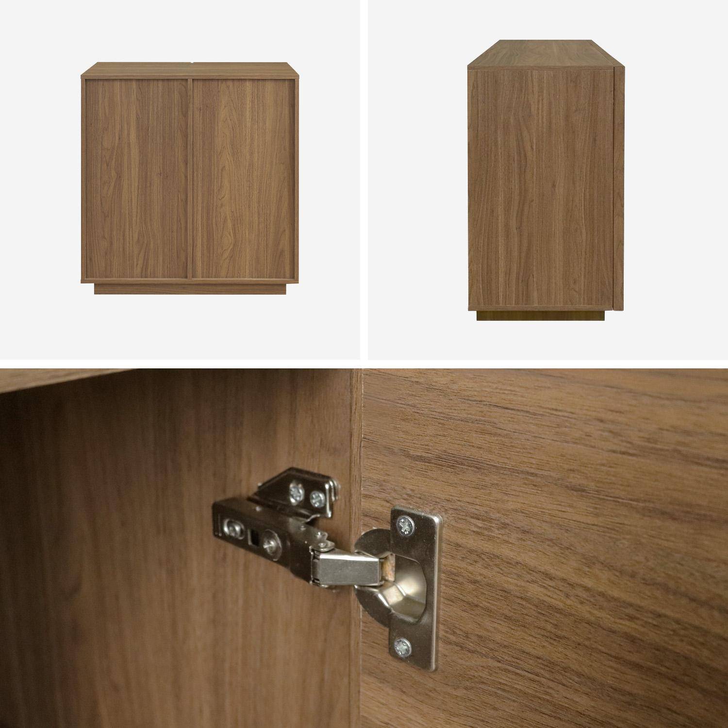 Buffet effet bois noyer 2 portes 80 cm 4 compartiments - L 80 x P 43 x H 85cm - Kuba Photo4