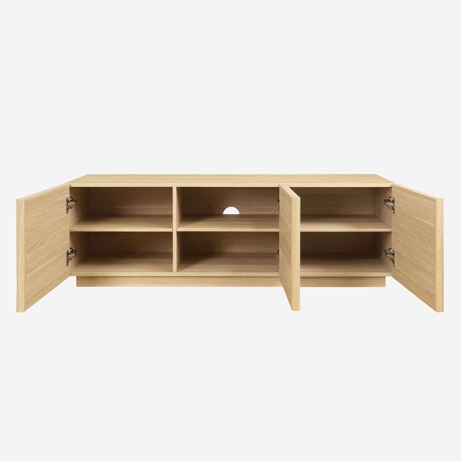 Meuble TV décor bois naturel 3 portes L 140 x P 43 x H 45cm - Kuba Photo3