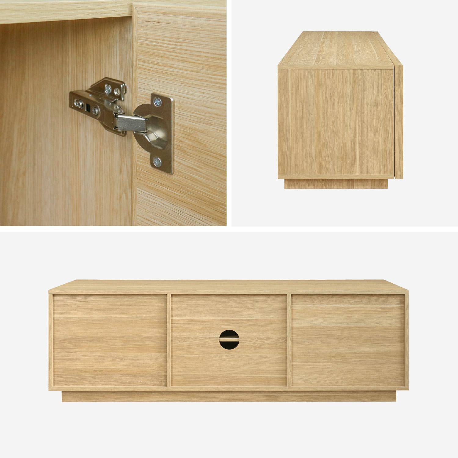Meuble TV décor bois naturel 3 portes L 140 x P 43 x H 45cm - Kuba,sweeek,Photo4