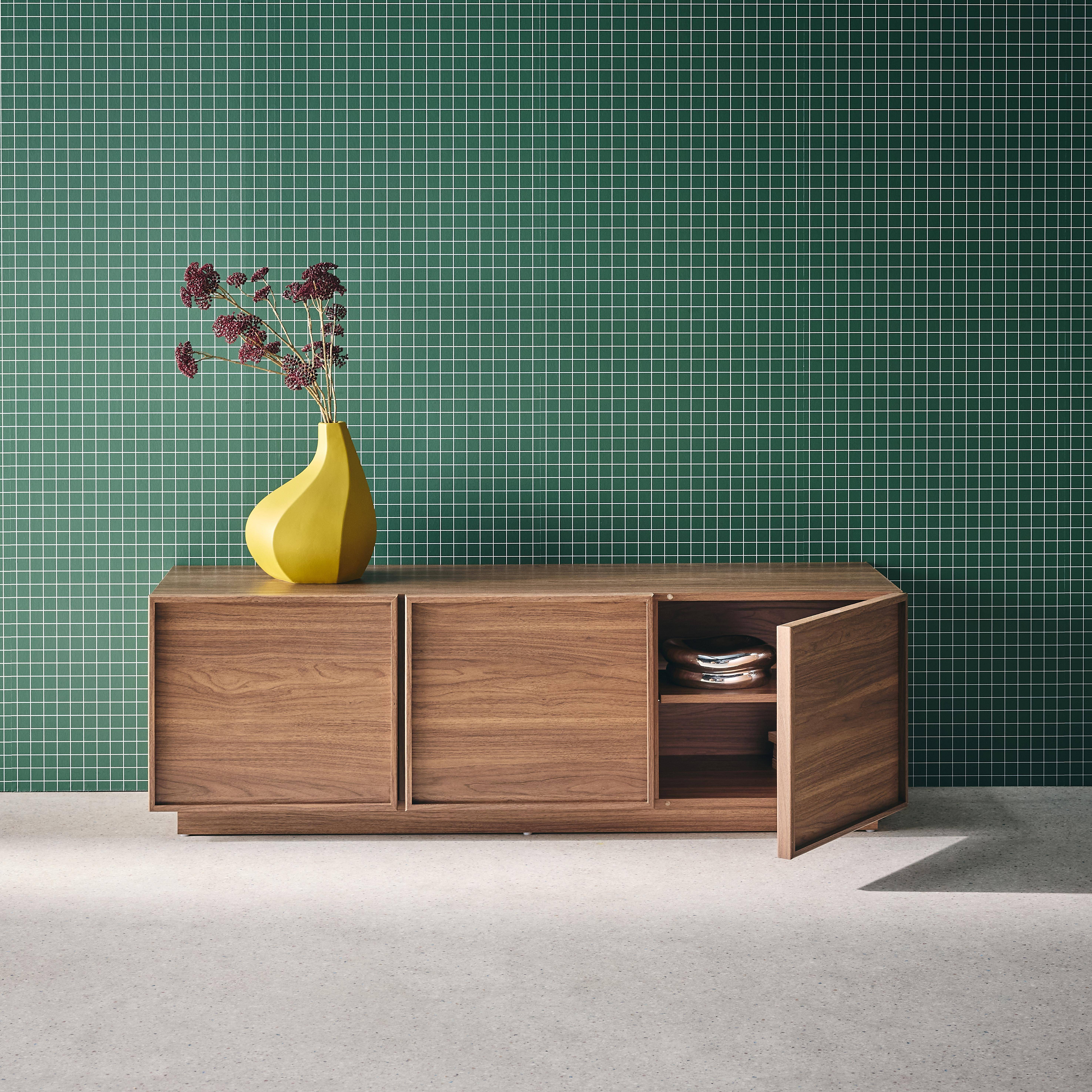 Móvel de TV decorativo madeira 3 portas, 140cm, Kuba, Madeira de nogueira, 140x43x45 cm Photo2