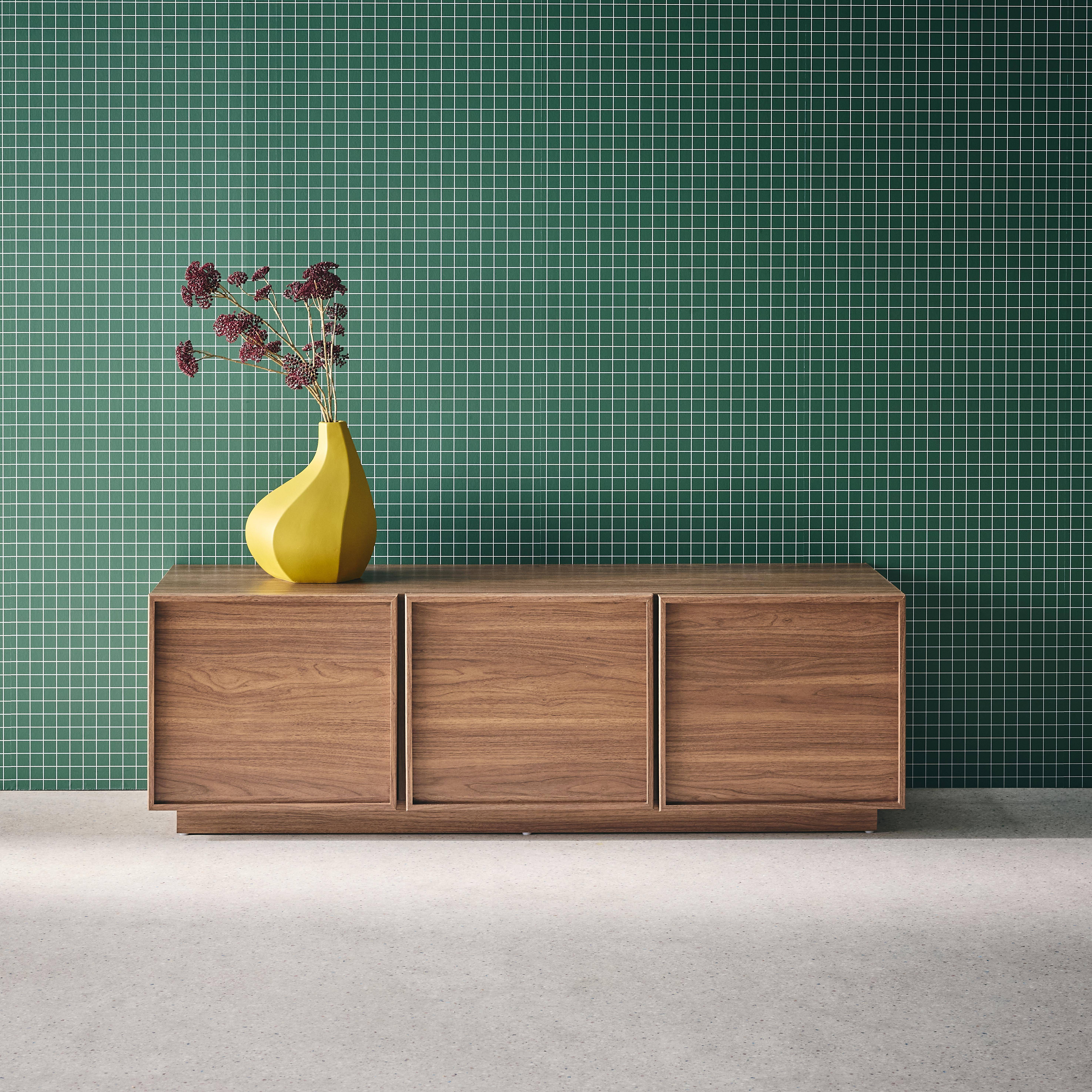 Móvel de TV decorativo madeira 3 portas, 140cm, Kuba, Madeira de nogueira, 140x43x45 cm Photo1