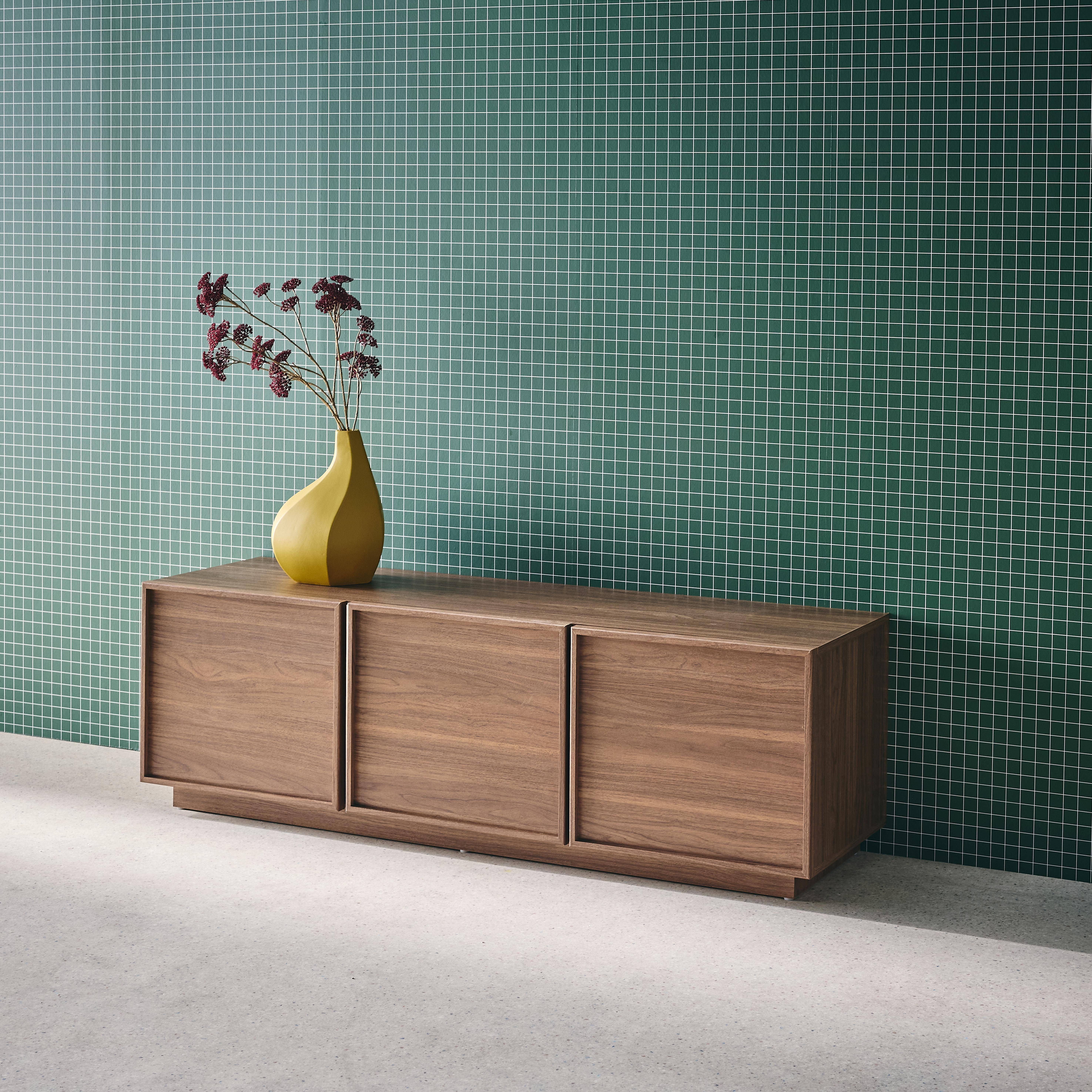 Móvel de TV decorativo madeira 3 portas, 140cm, Kuba, Madeira de nogueira, 140x43x45 cm Photo3