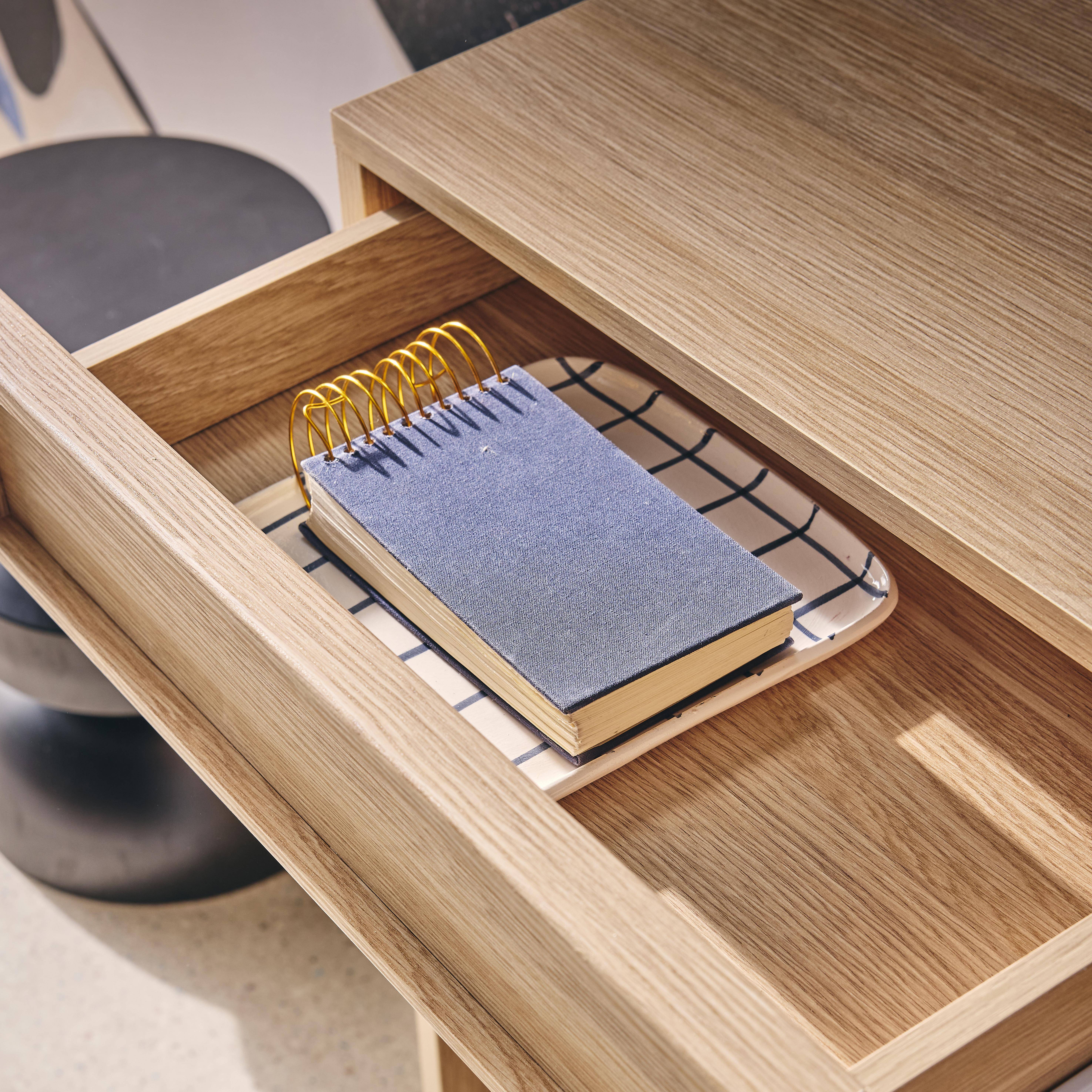 Console Design Scandinave Effet Frêne - Longueur 110 Cm, Avec étagère, Style épuré Et Pieds Fins, Pour Salon Ou Entrée - 14
