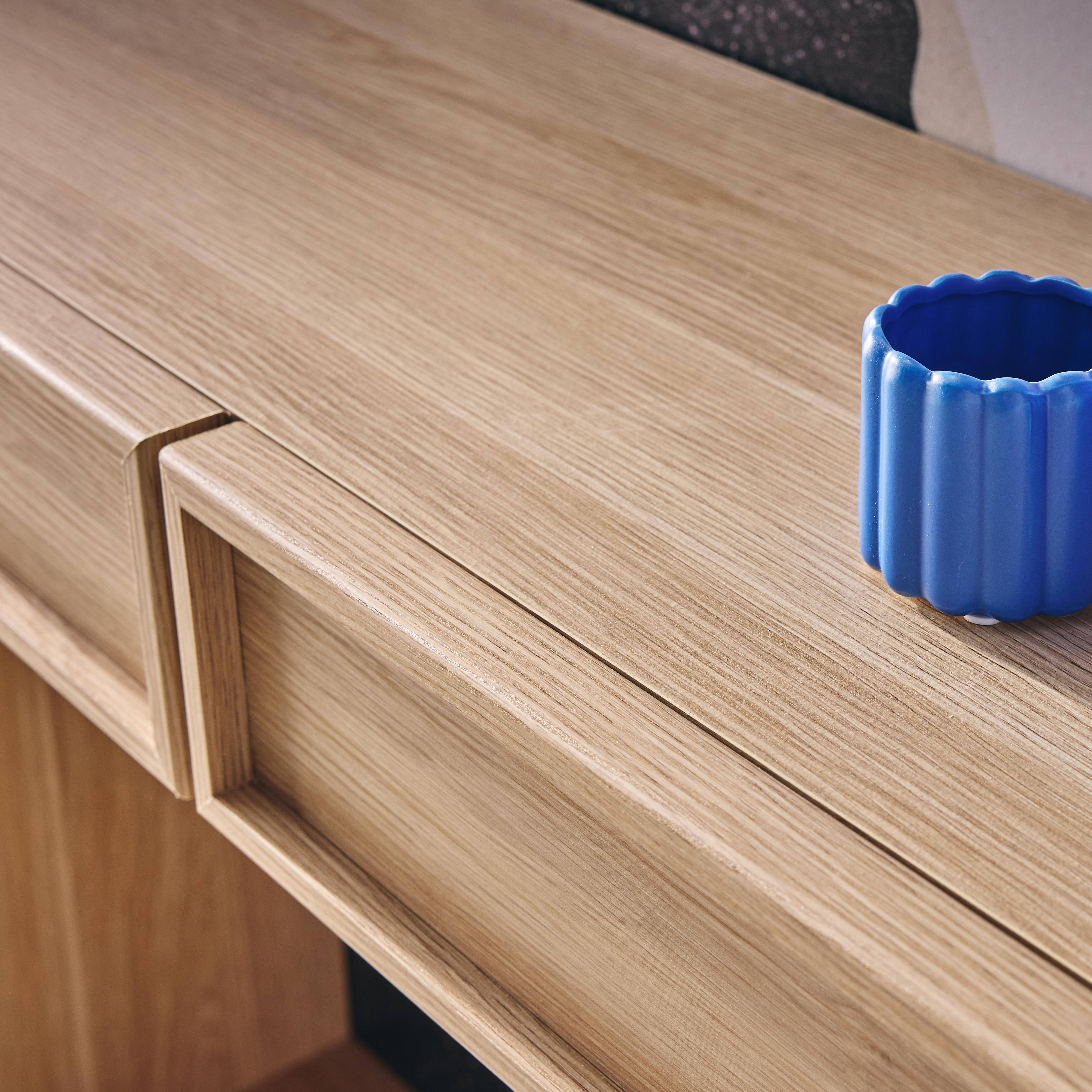 Consola efecto madera con 2 cajones y estante, 100cm, Kuba, Natural, 100x33x78 cm,sweeek,Photo3