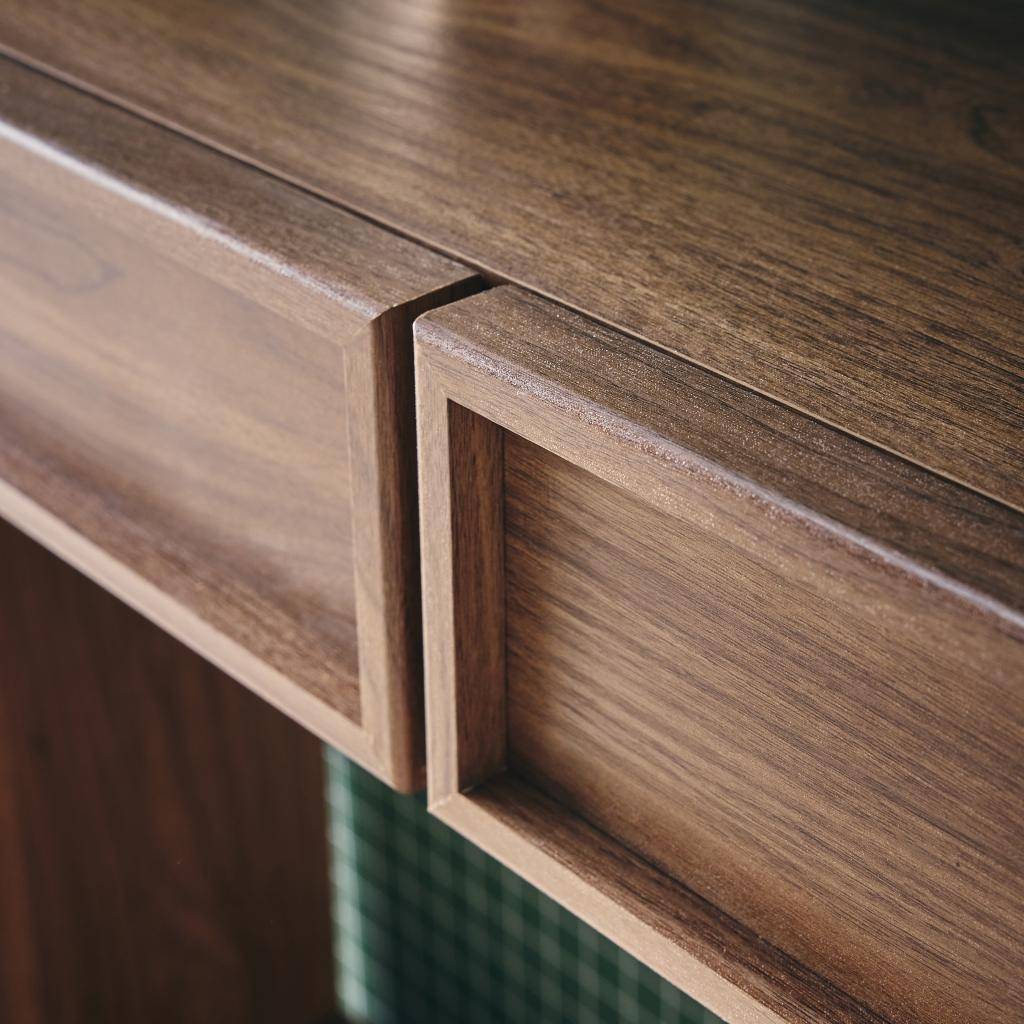 Wood effect console 2 drawers and shelf Walnut 100x33x78 cm - Kuba Photo5