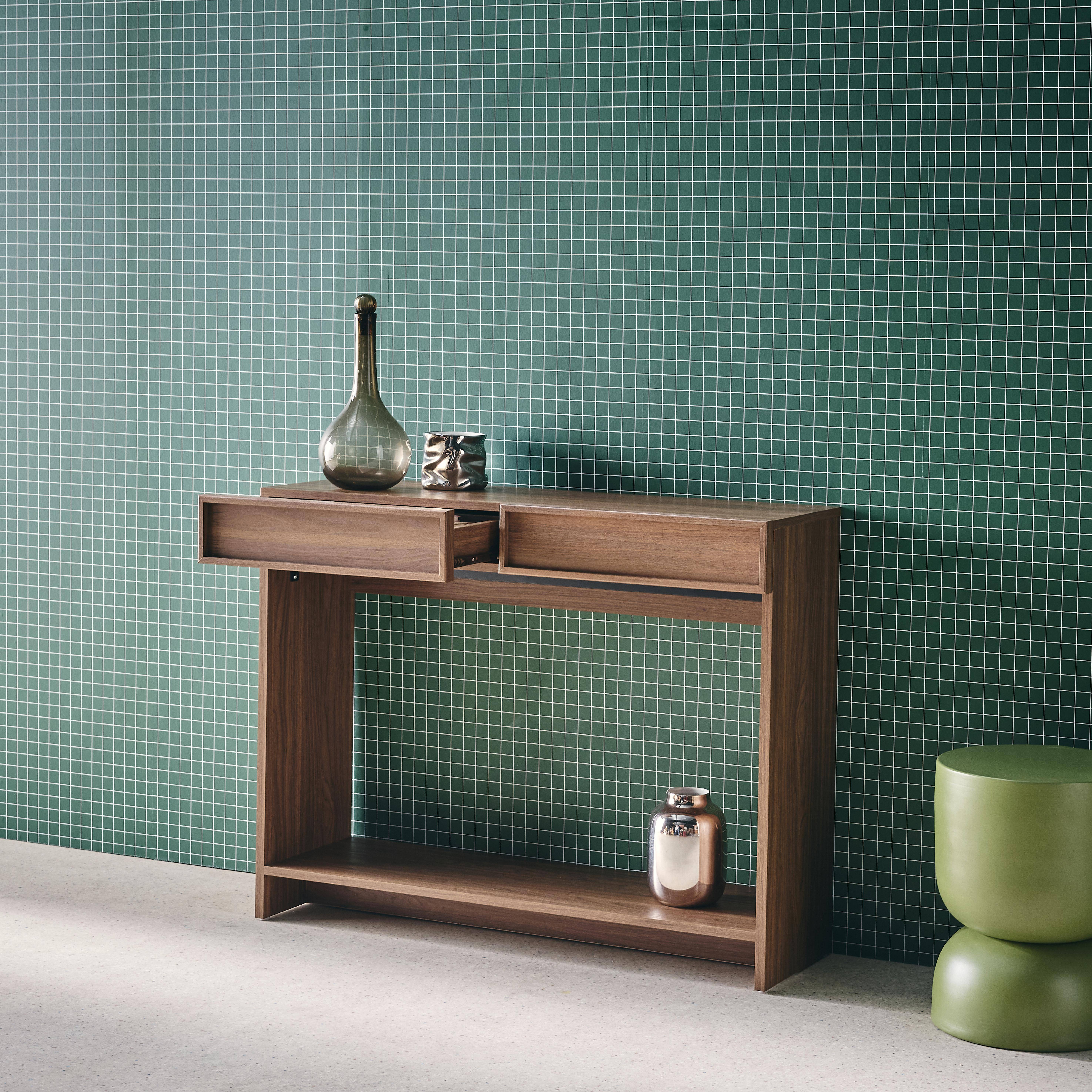 Console effet legno 2 cassetti e ripiano, 100cm, Kuba, Noce, 100x33x78 cm,sweeek,Photo3